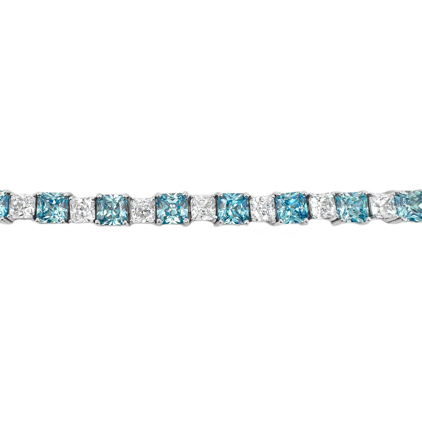 Big Small Square Blue Moissanite Tennis Bracelet