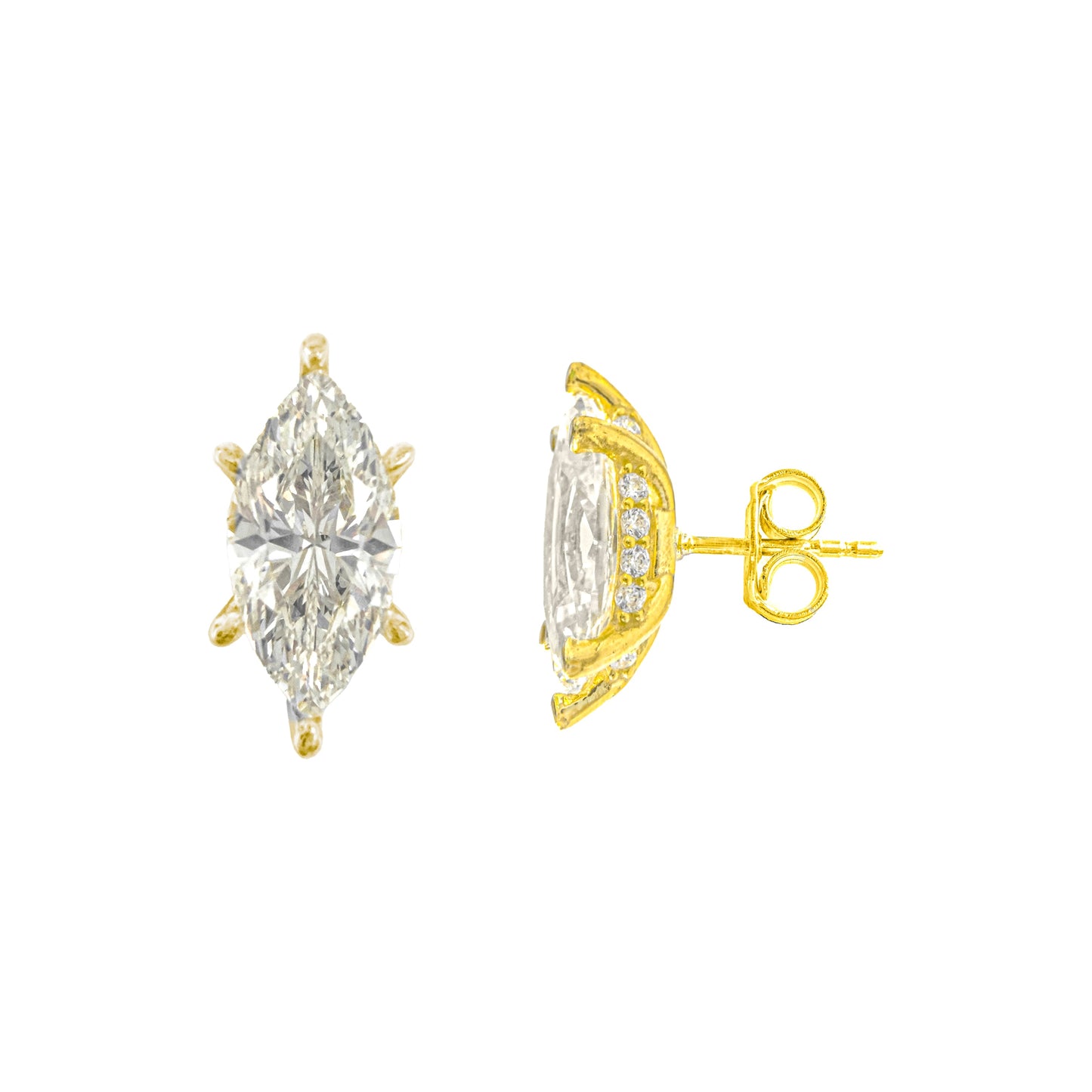 G-Color Marquise Earring with Stone Setting