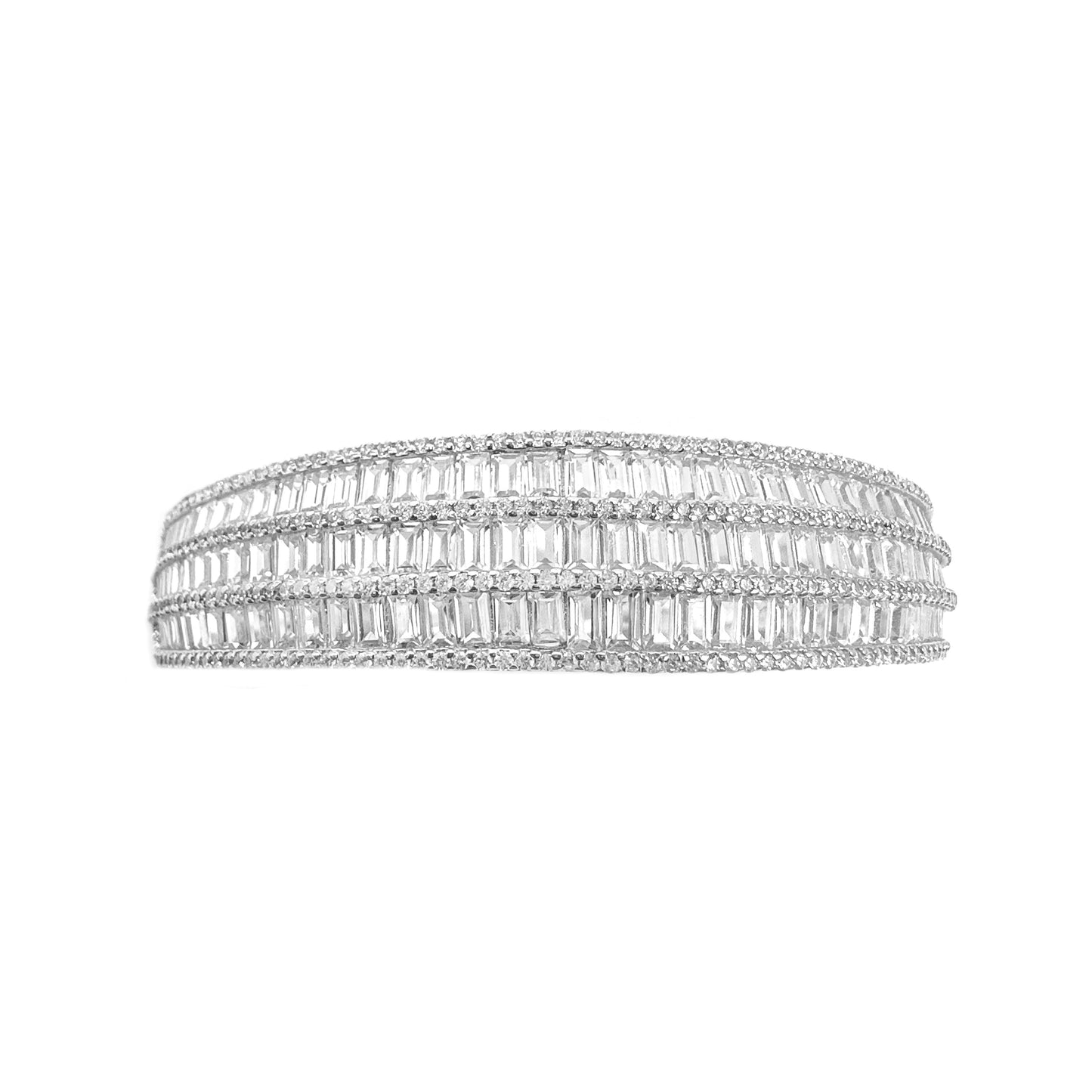 Three Row Baguette Design Bracelet