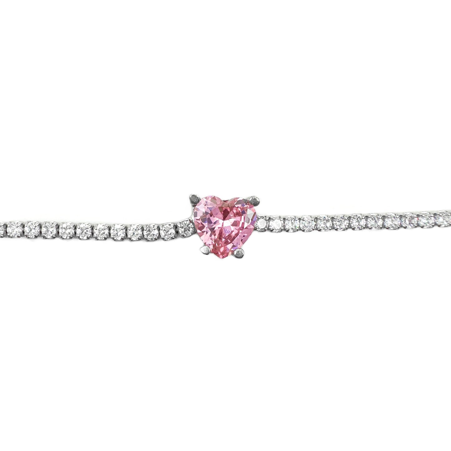 Pink Heart Tennis Bracelet