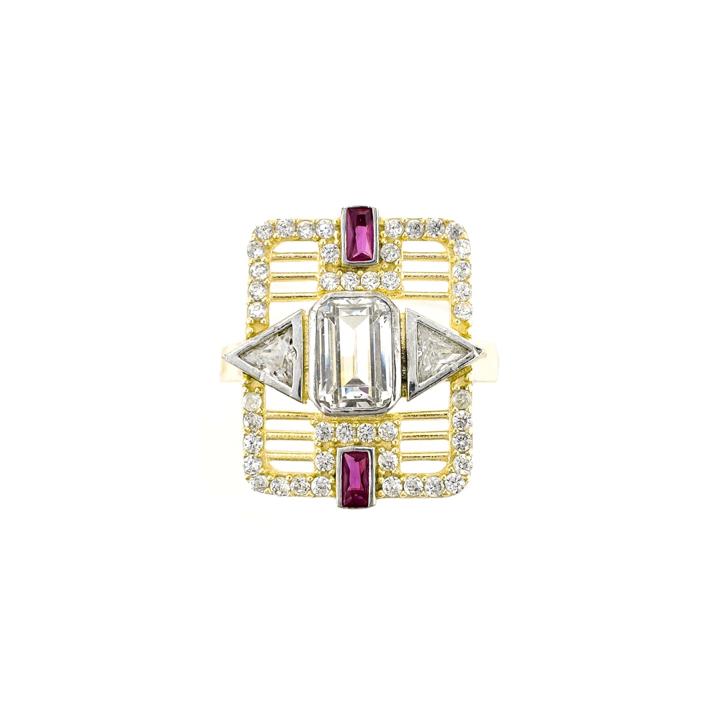 Vintage Triangle Colored Stone Ring