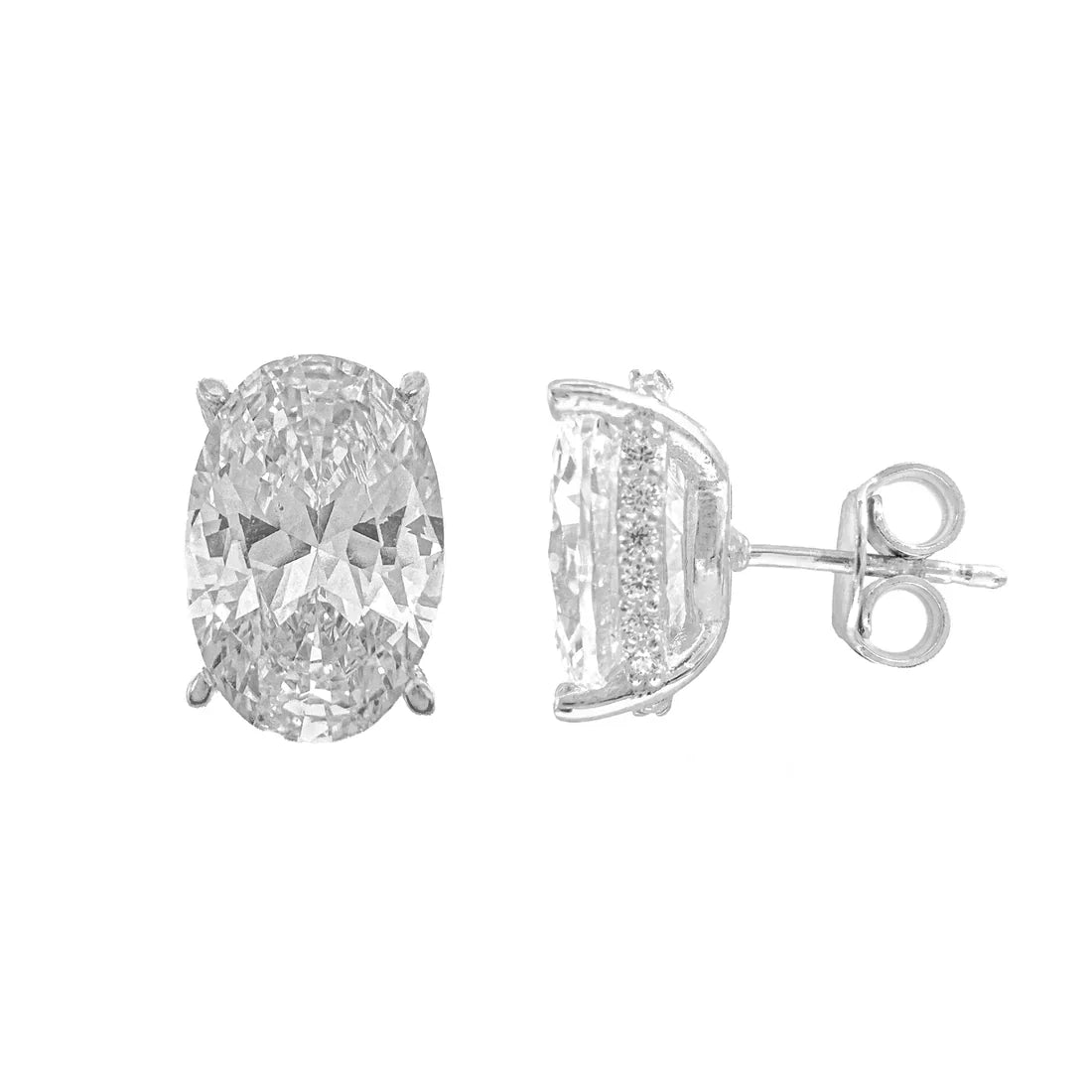 Oval Moissanite Earrings with Stone Setting