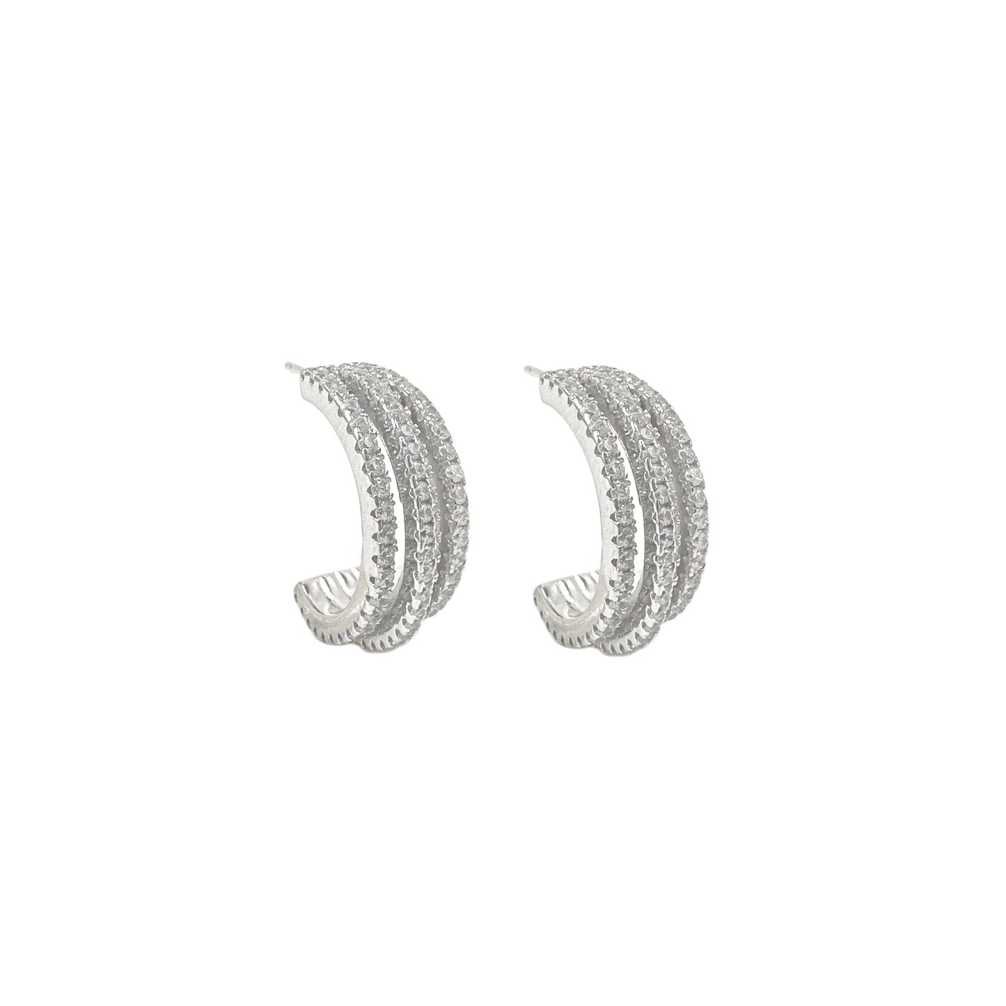 Three Row Stone Pin Earrings