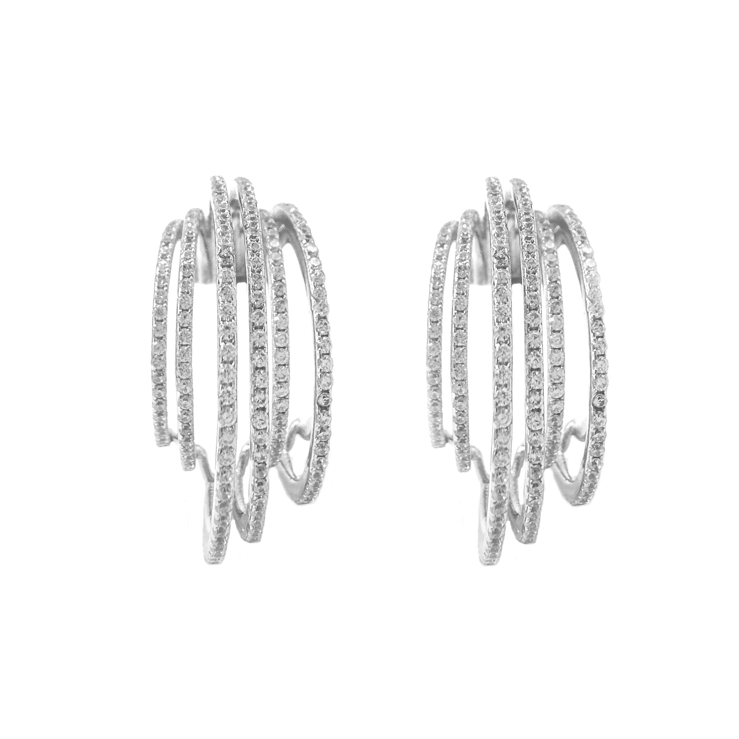 Six Row Stone Earrings
