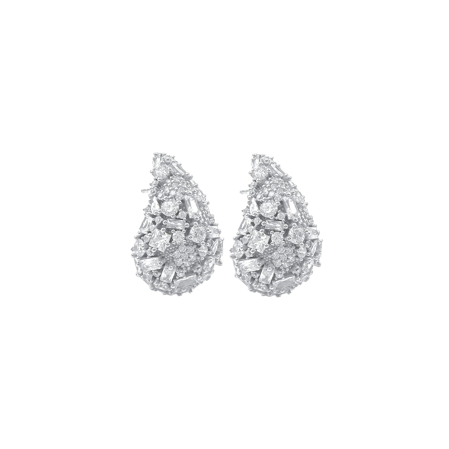 Mixed Stone Pear Earrings