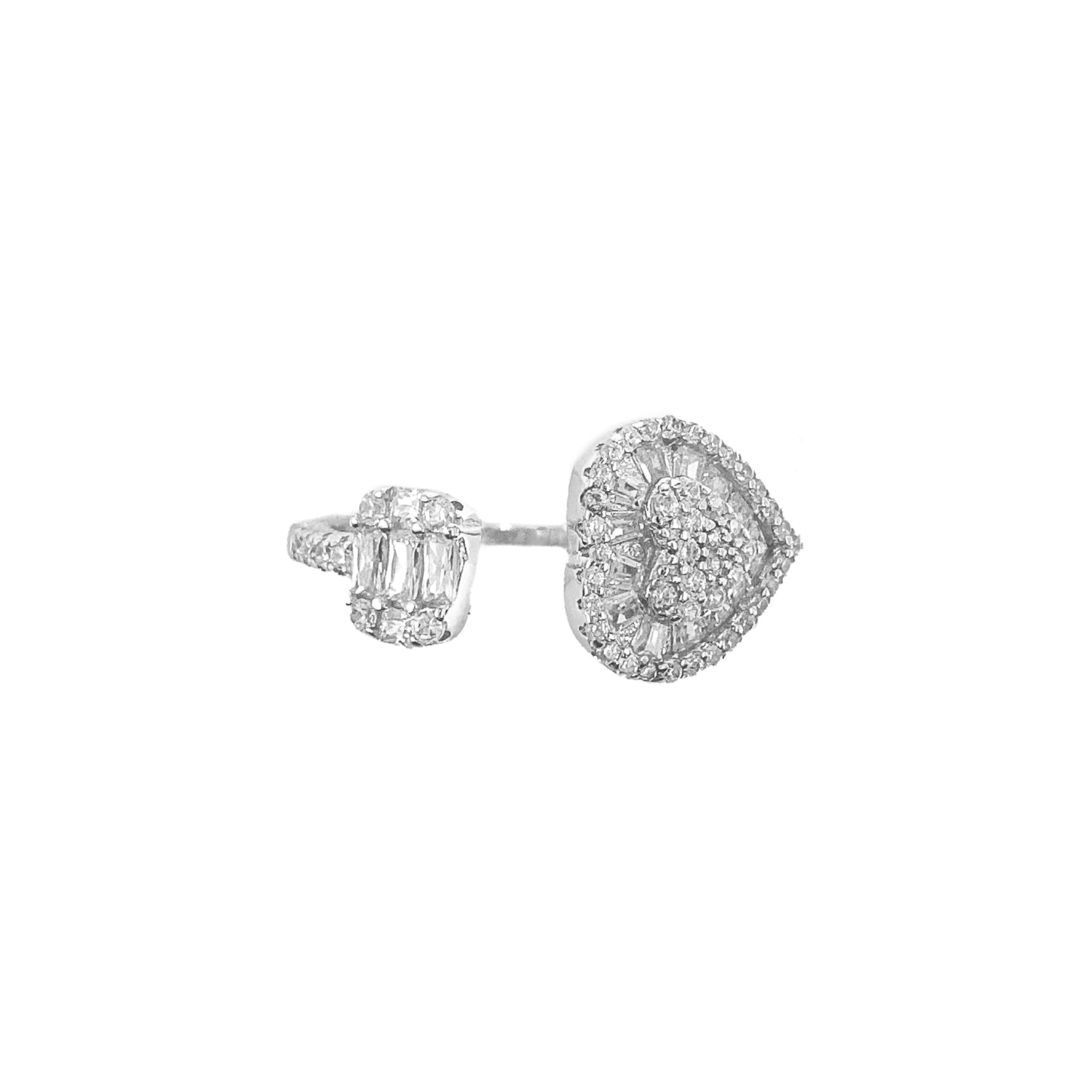 Baguette Stone Heart Ring