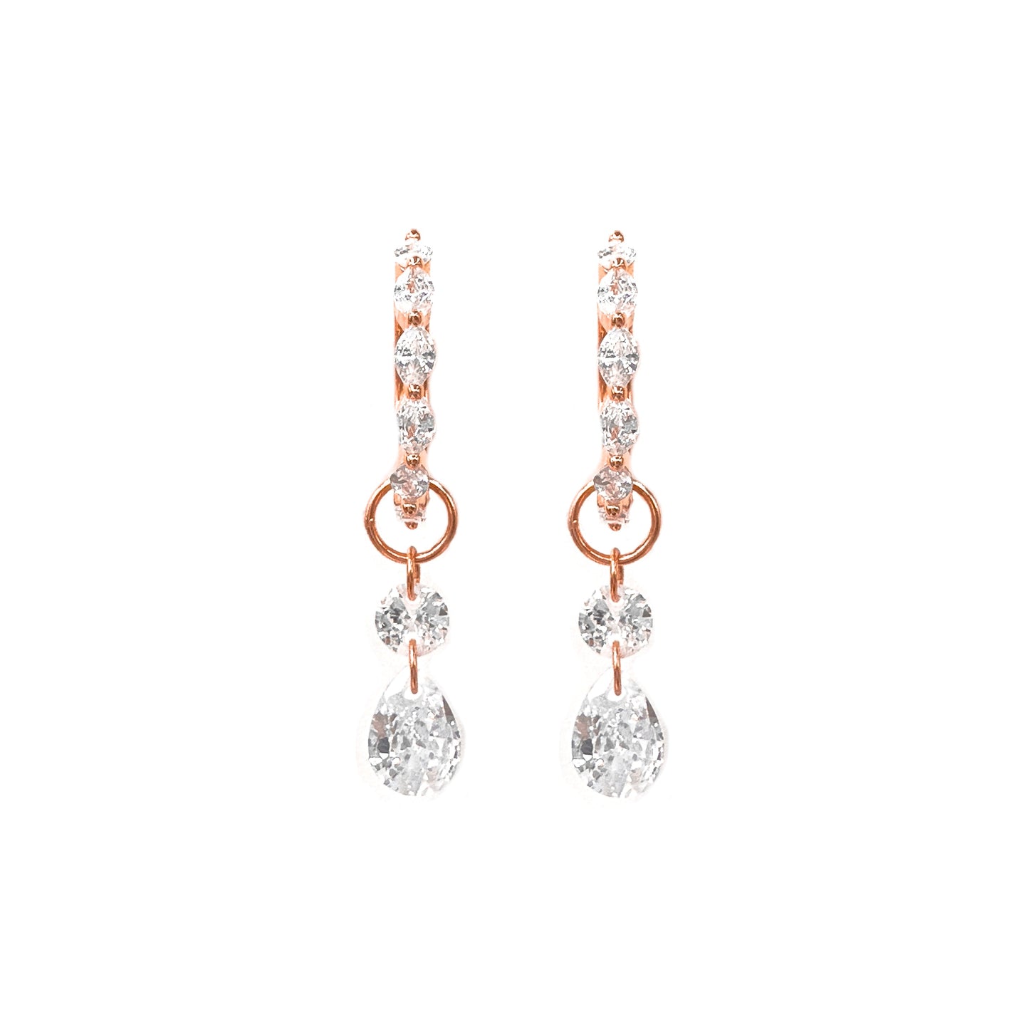 Dangling Stone Hoop Earrings