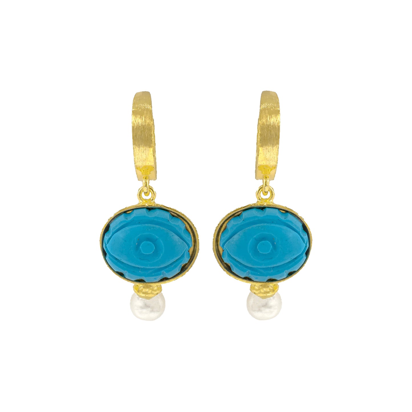 Turquoise Stone Eye Model Hoop Earrings