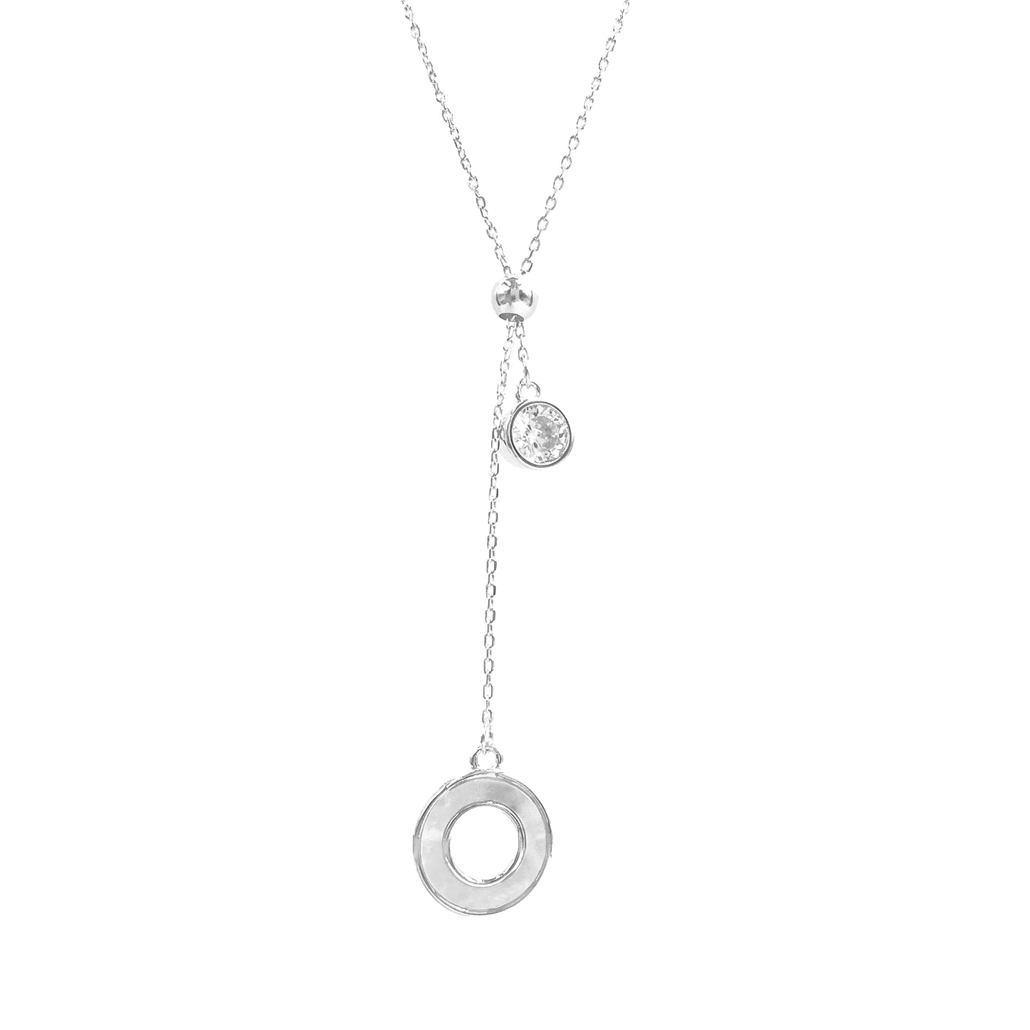 Round Y Necklace with Mother of Pearl Stone