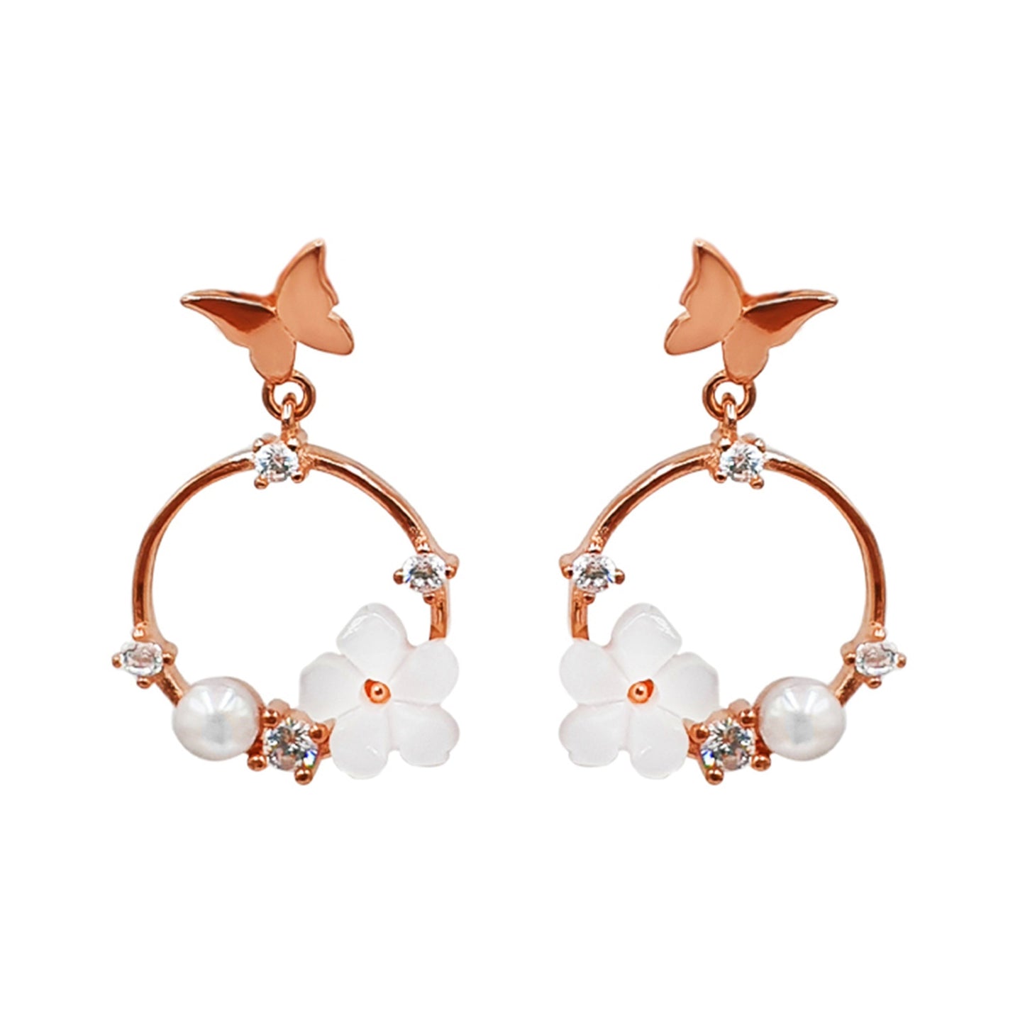 Butterfly Pearl Dangling Earrings