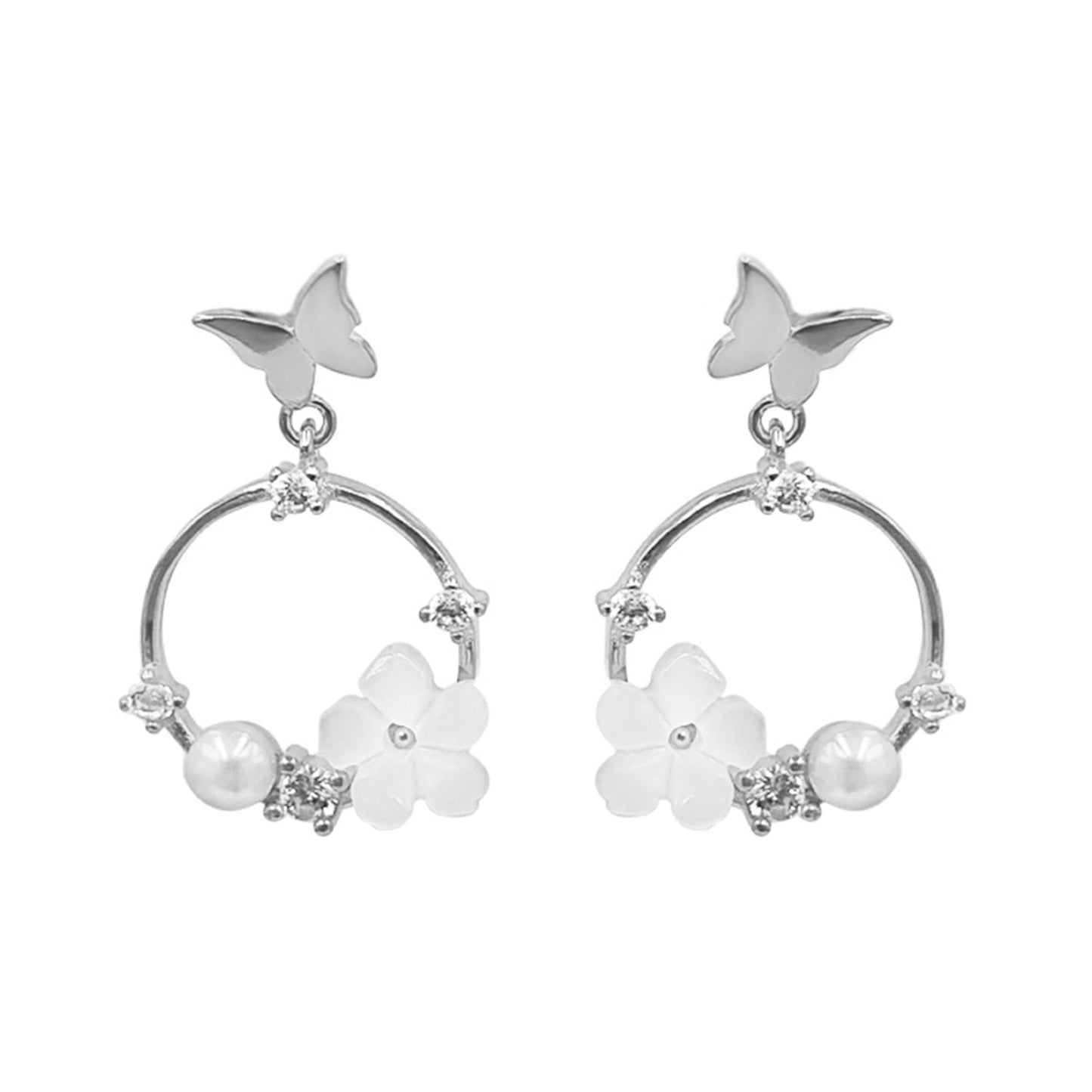 Butterfly Pearl Dangling Earrings