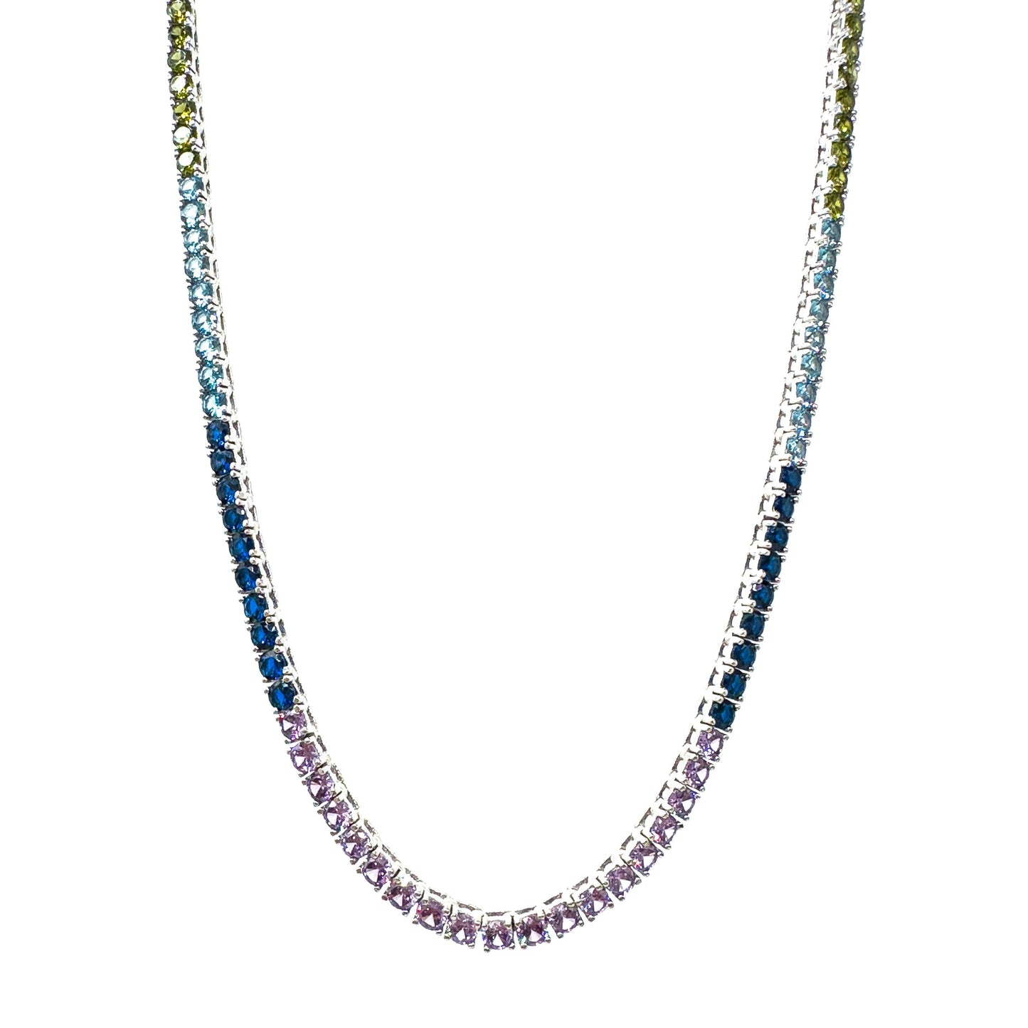 Three mm Colorful Tennis Necklace