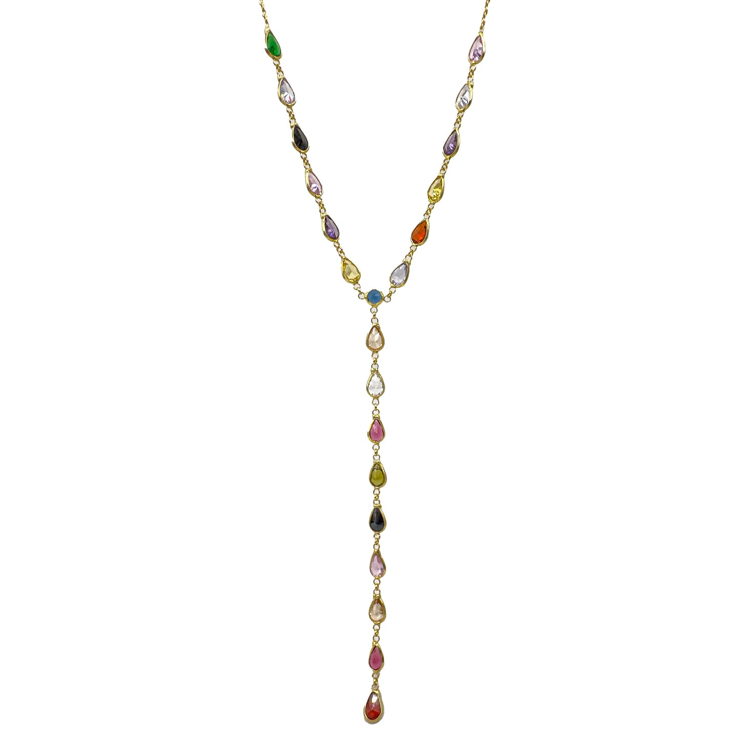 Mixed Color Stone Y Necklace