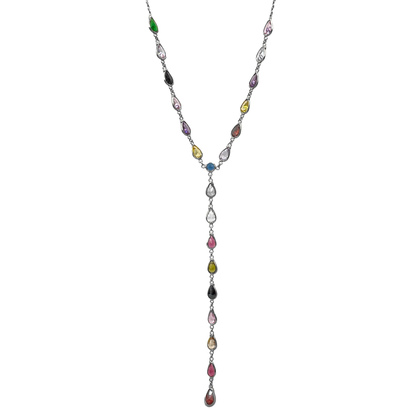 Mixed Color Stone Y Necklace