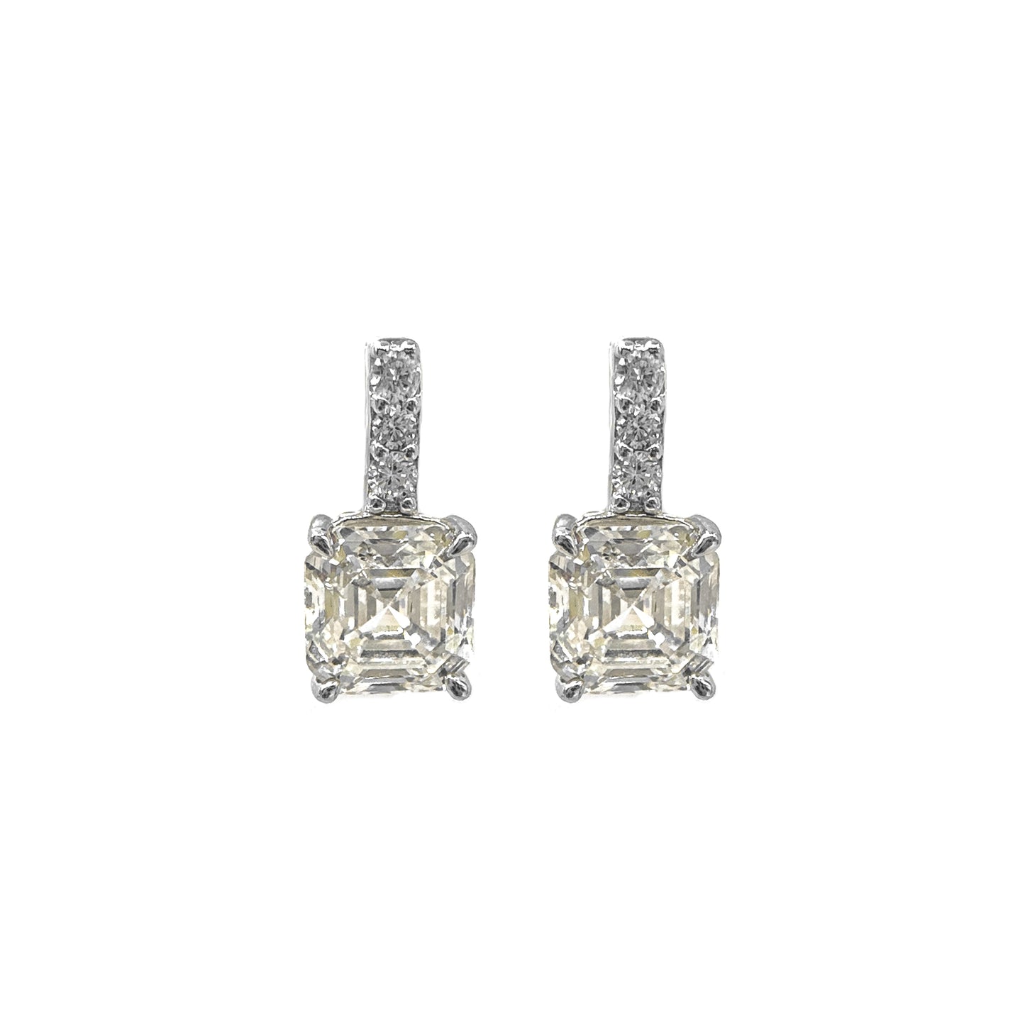 Square G-Color Earrings with Tiny Stones