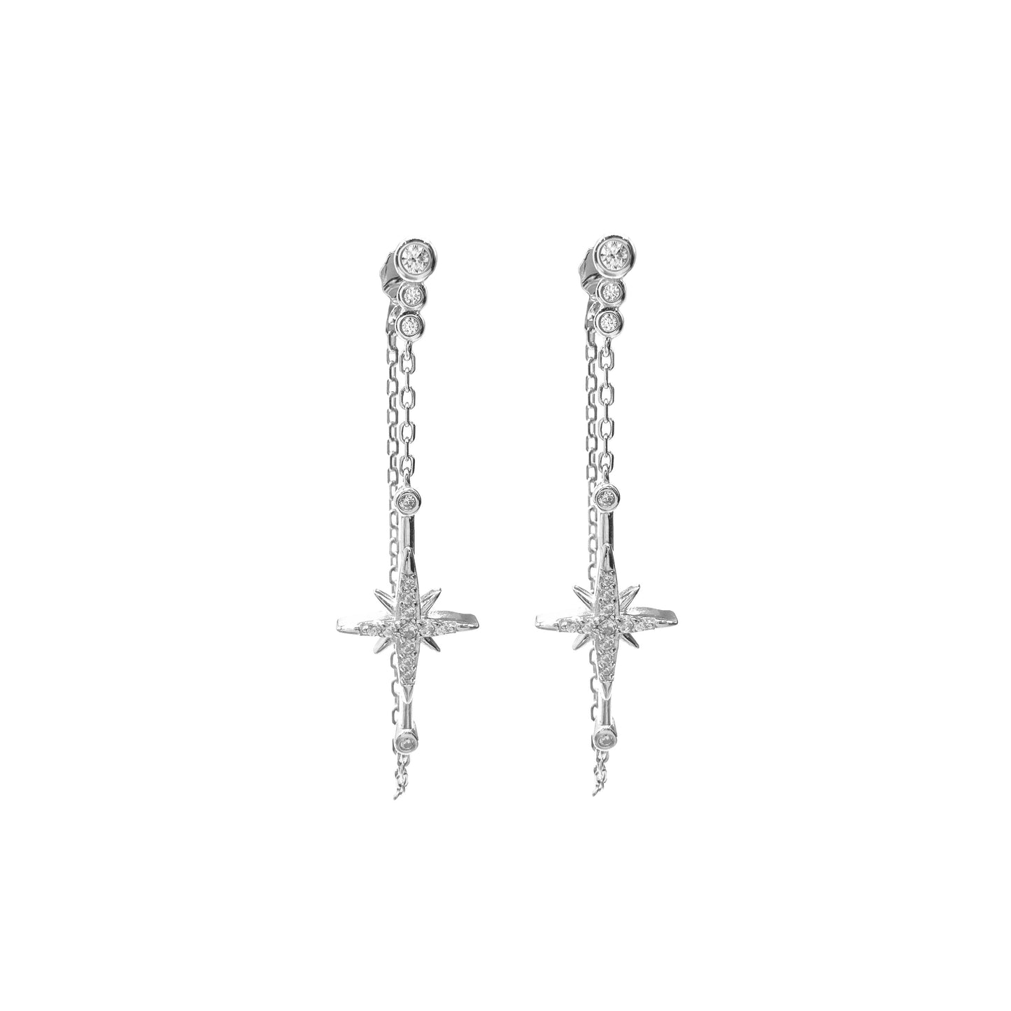 Chain Pole Star Earrings