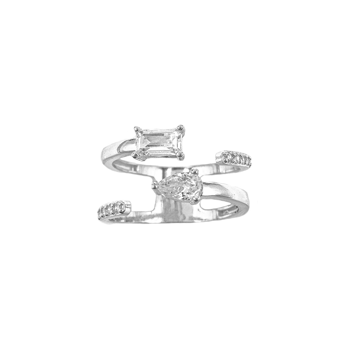 Open Drop Baguette Pinky Finger Ring
