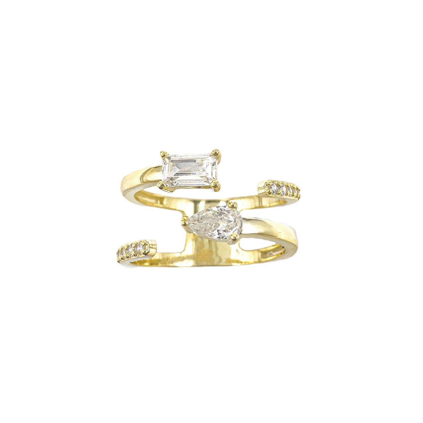 Open Drop Baguette Pinky Finger Ring