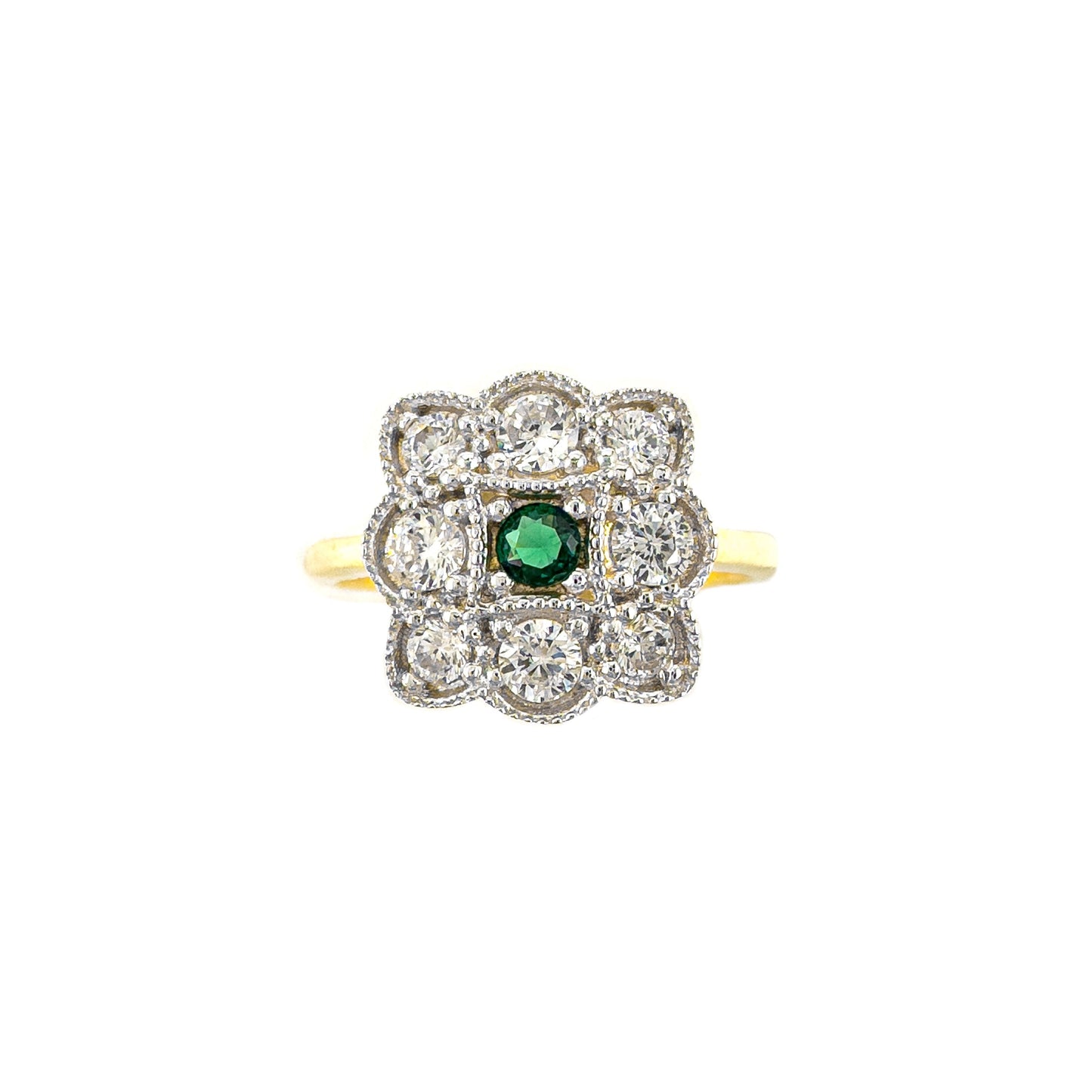 Green Stone Flower Ring