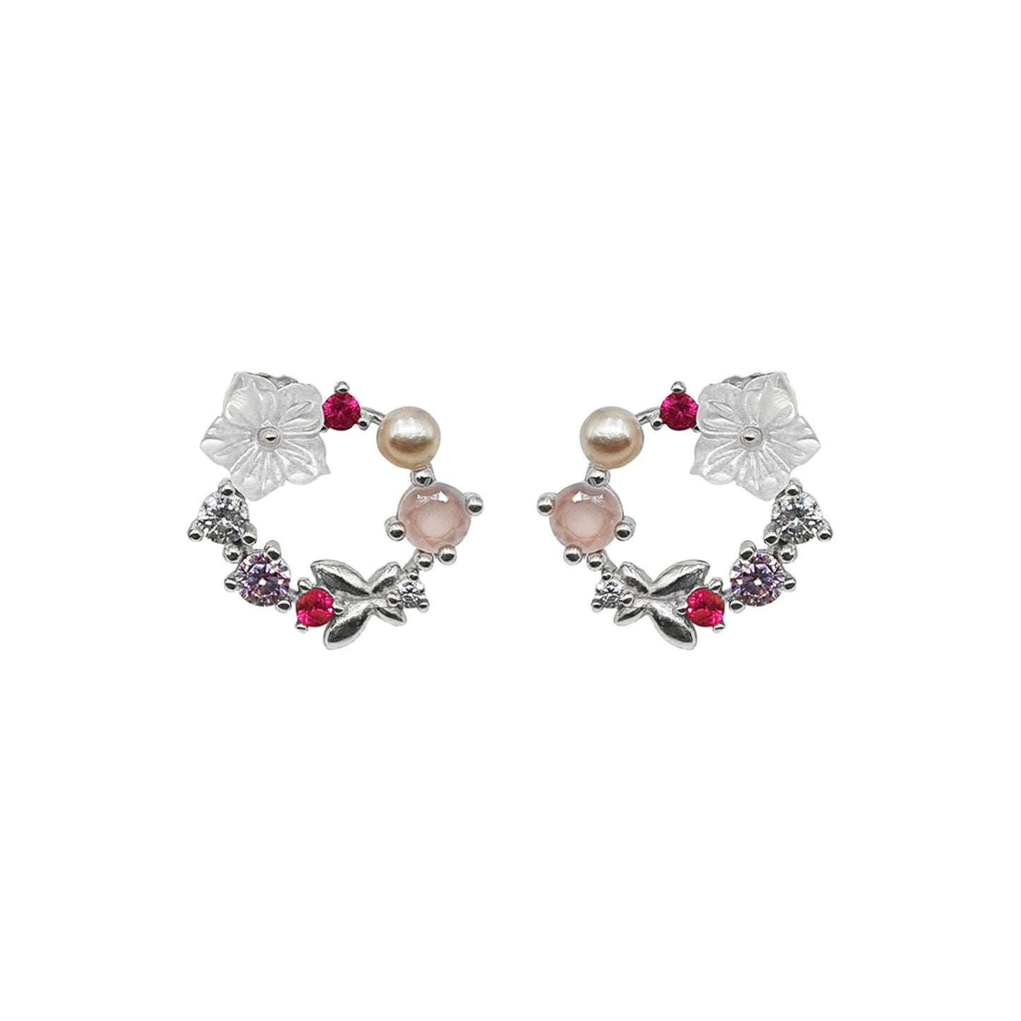 Colorful Stone Pearl Earrings