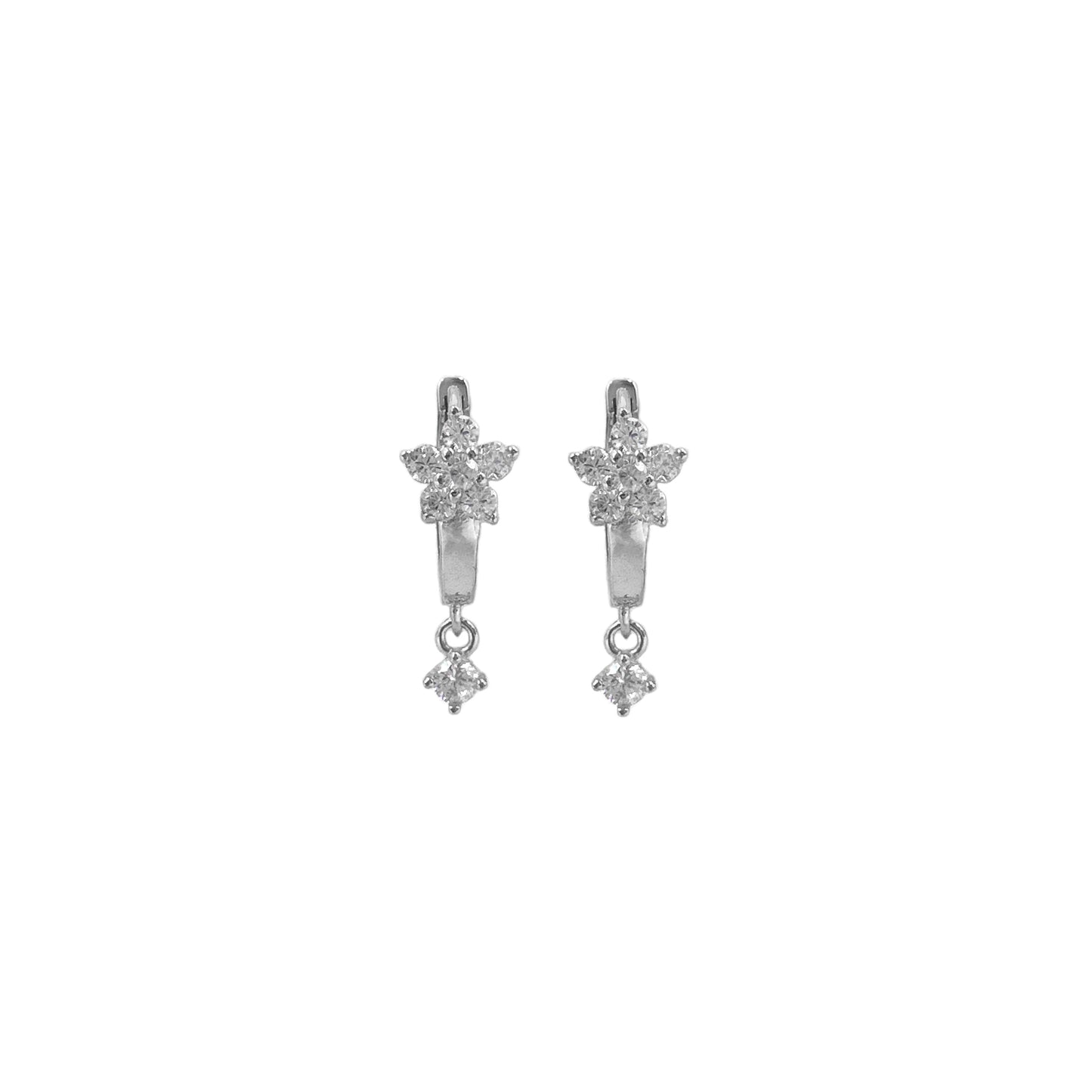 Flower Stone Hoop Earrings