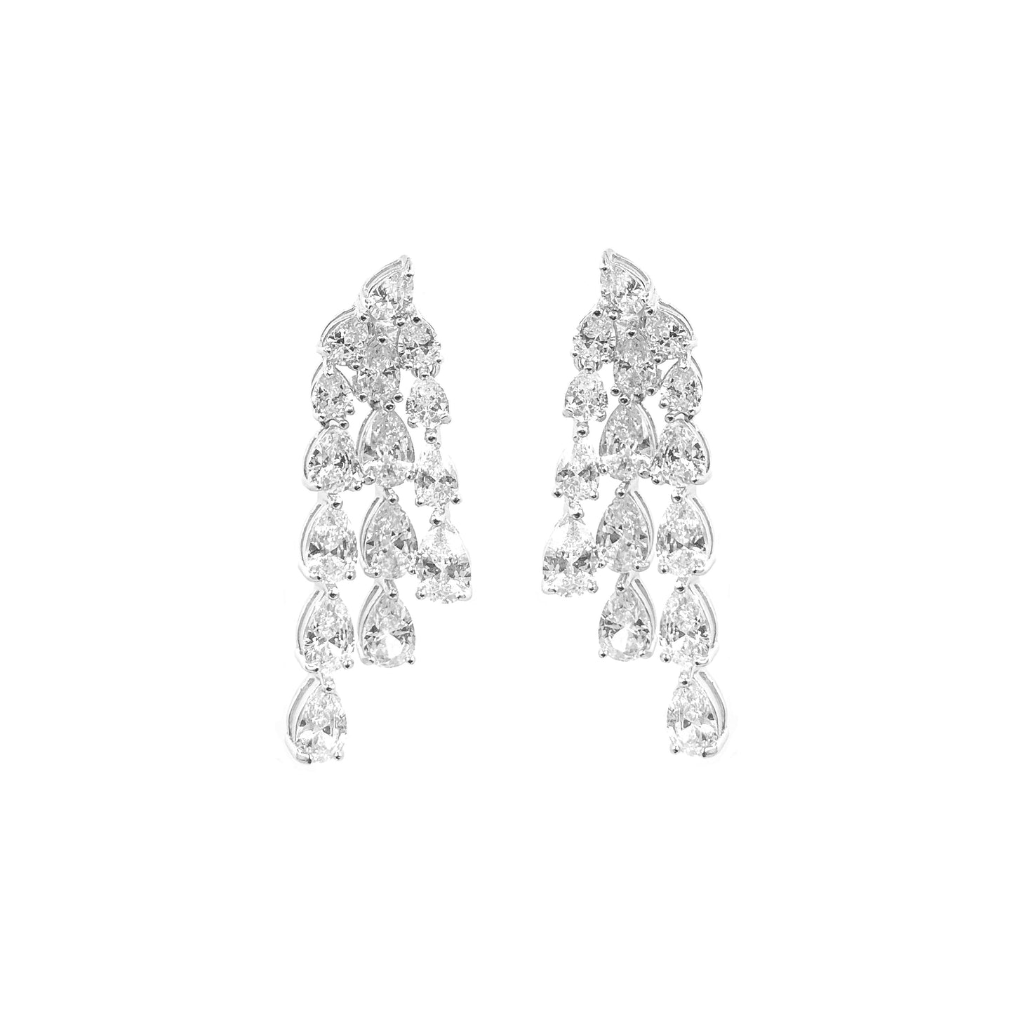 Three Rows of Drop Stone Earrings