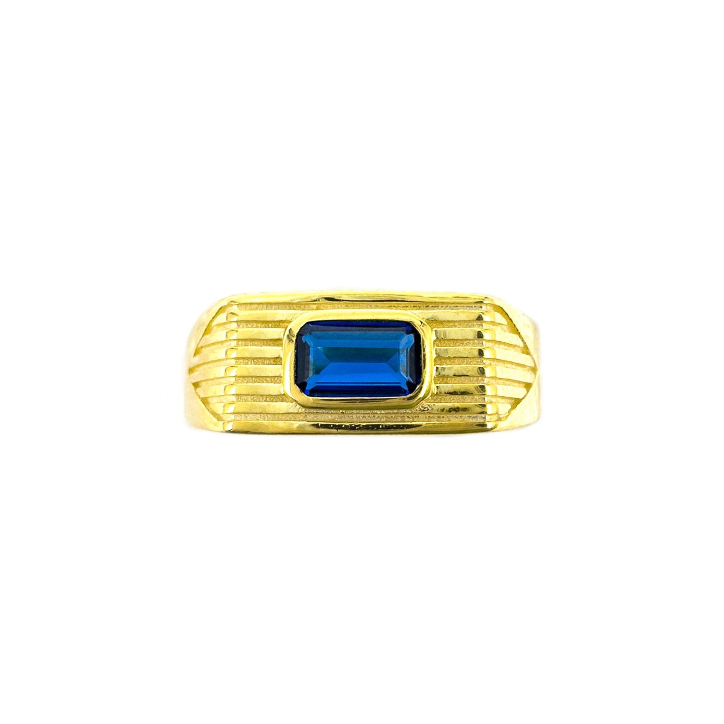 Striped Ring with Colorful Baguette Stone