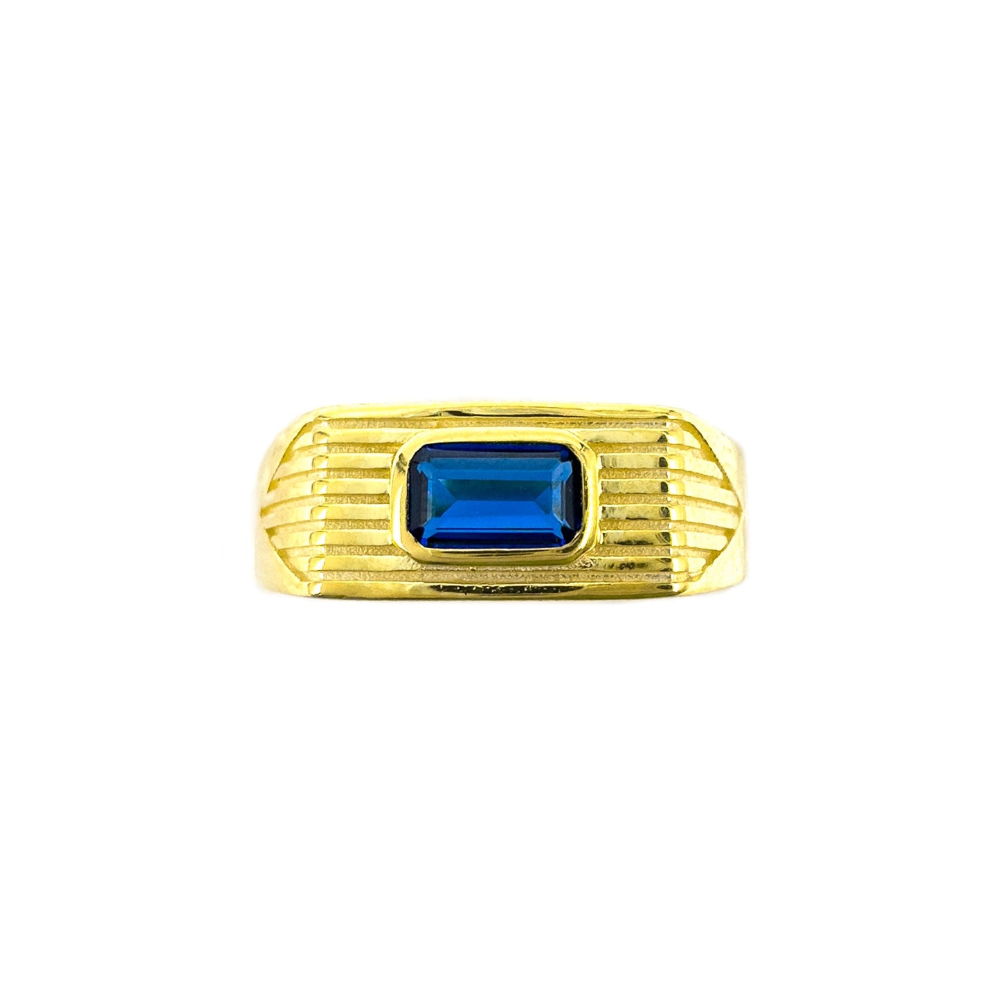 Striped Ring with Colorful Baguette Stone