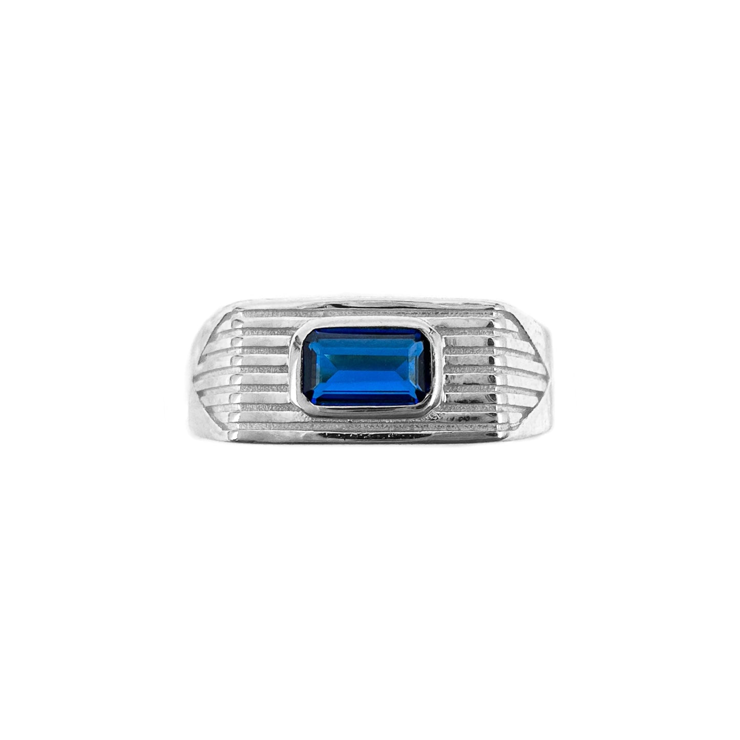 Striped Ring with Colorful Baguette Stone