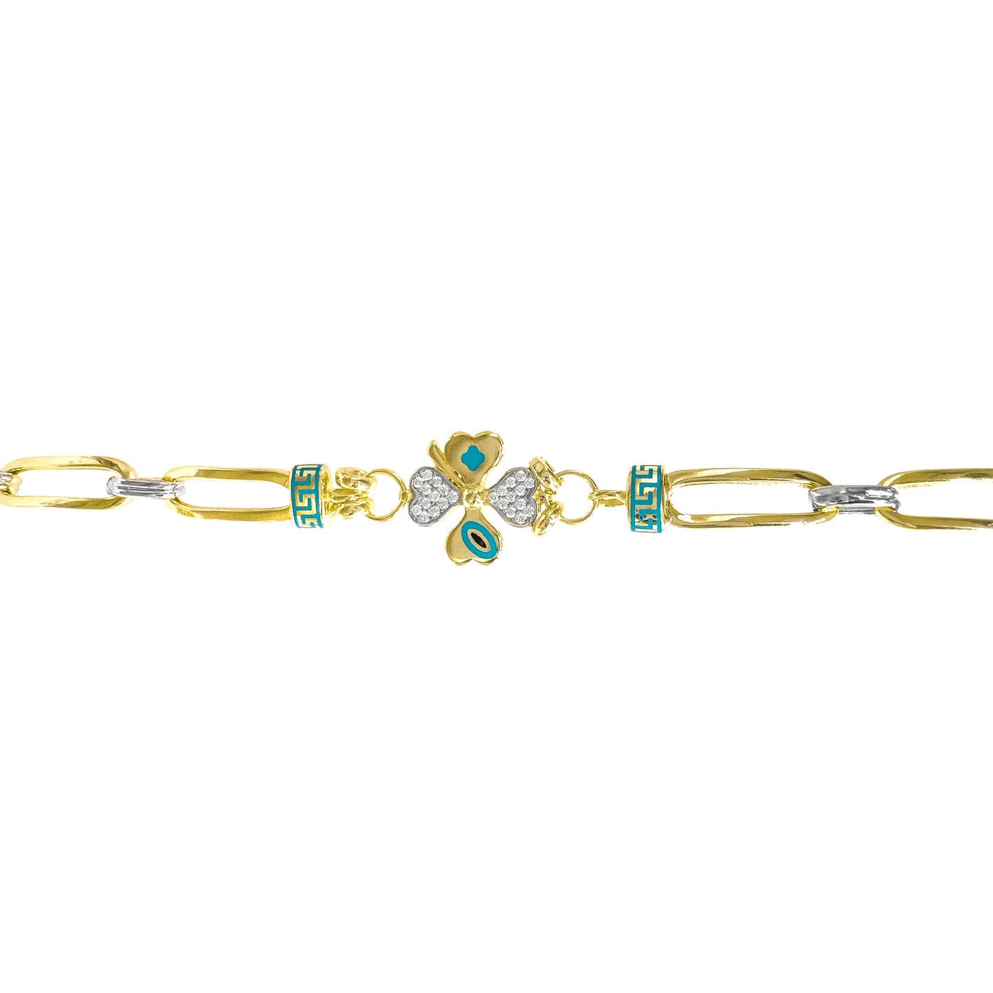 Enameled Clover Hollow Bracelet
