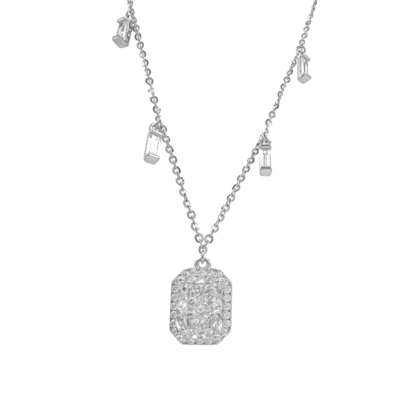 Colored Ice Cut Emerald Necklace with Charms