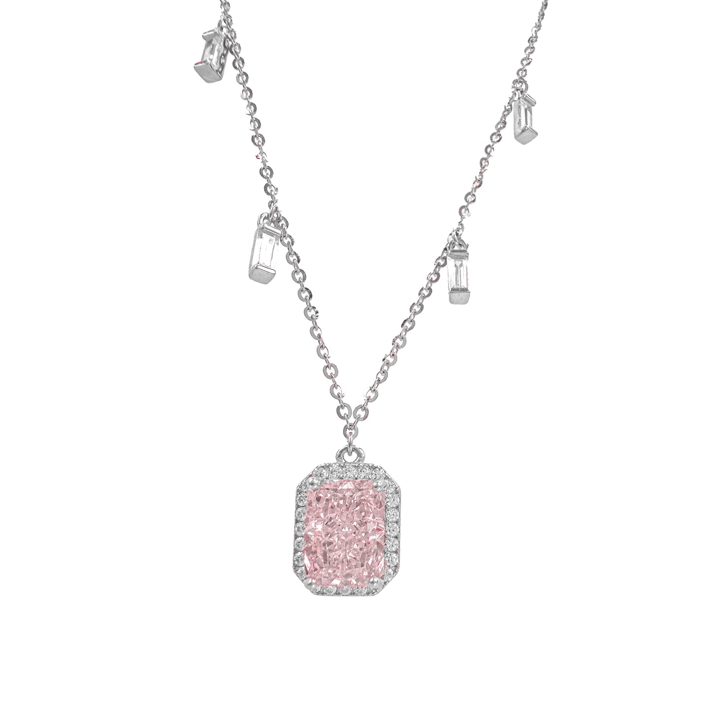 Colored Ice Cut Emerald Necklace with Charms