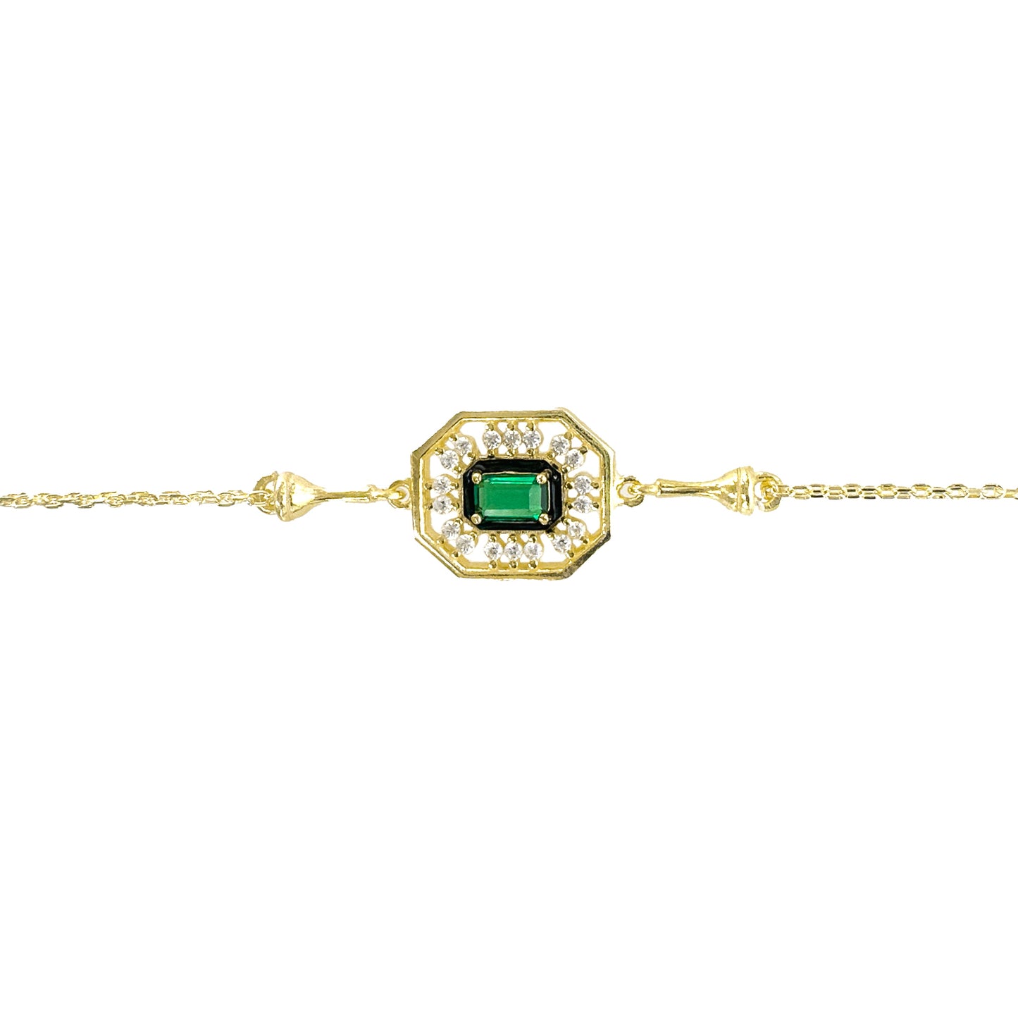 Black Enameled Green Stone Bracelet