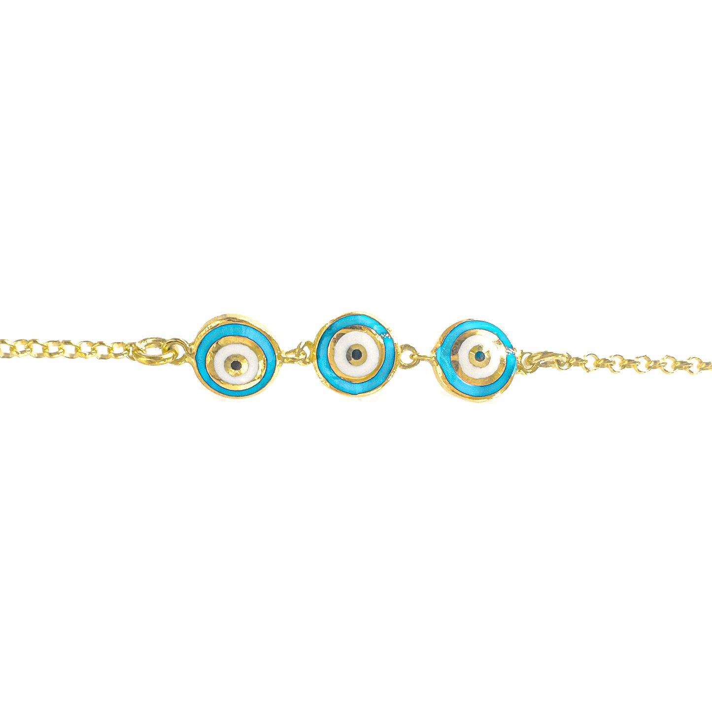 Double Sided Triple Evil Eye Bracelet