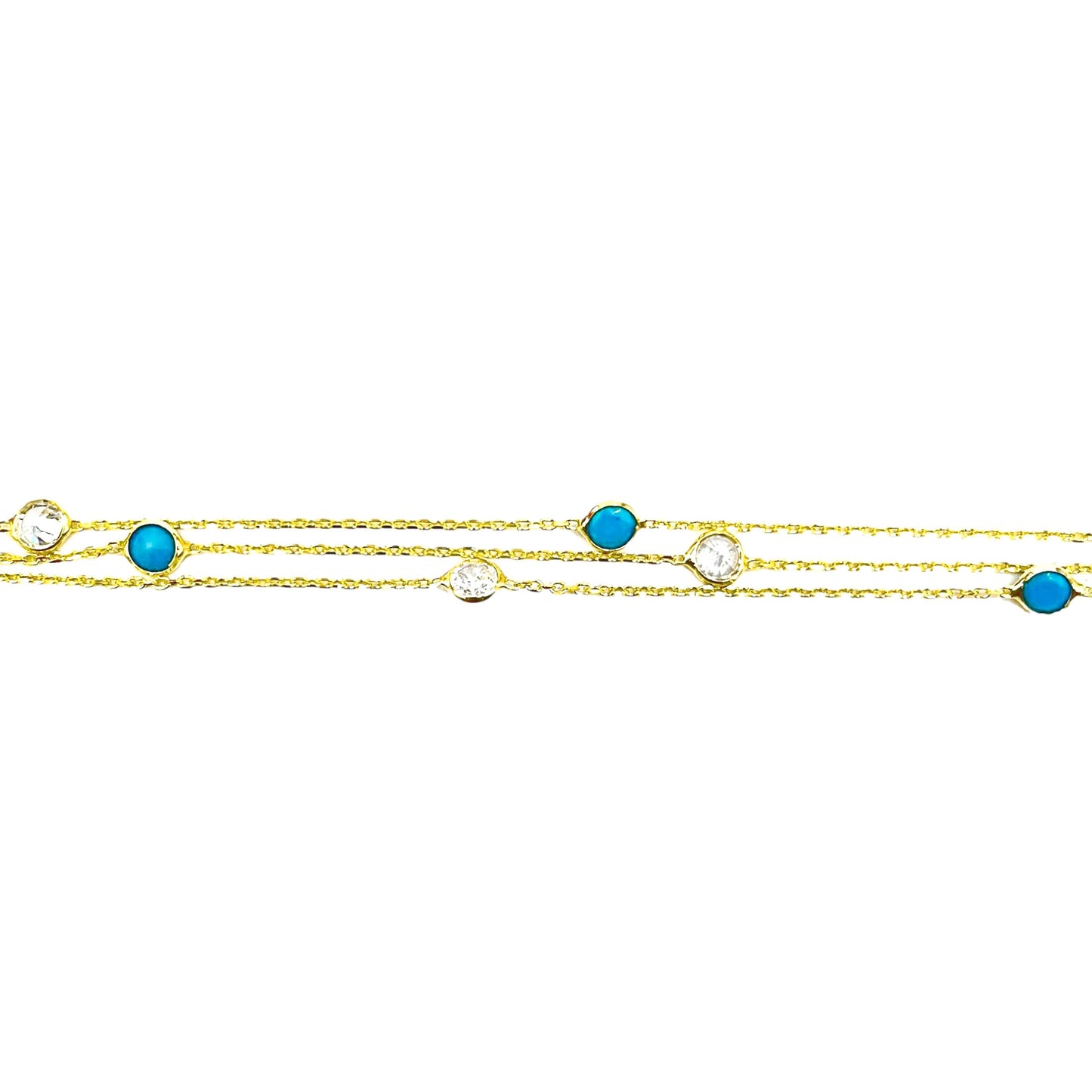 3 Row Bracelet with Colorful Stones