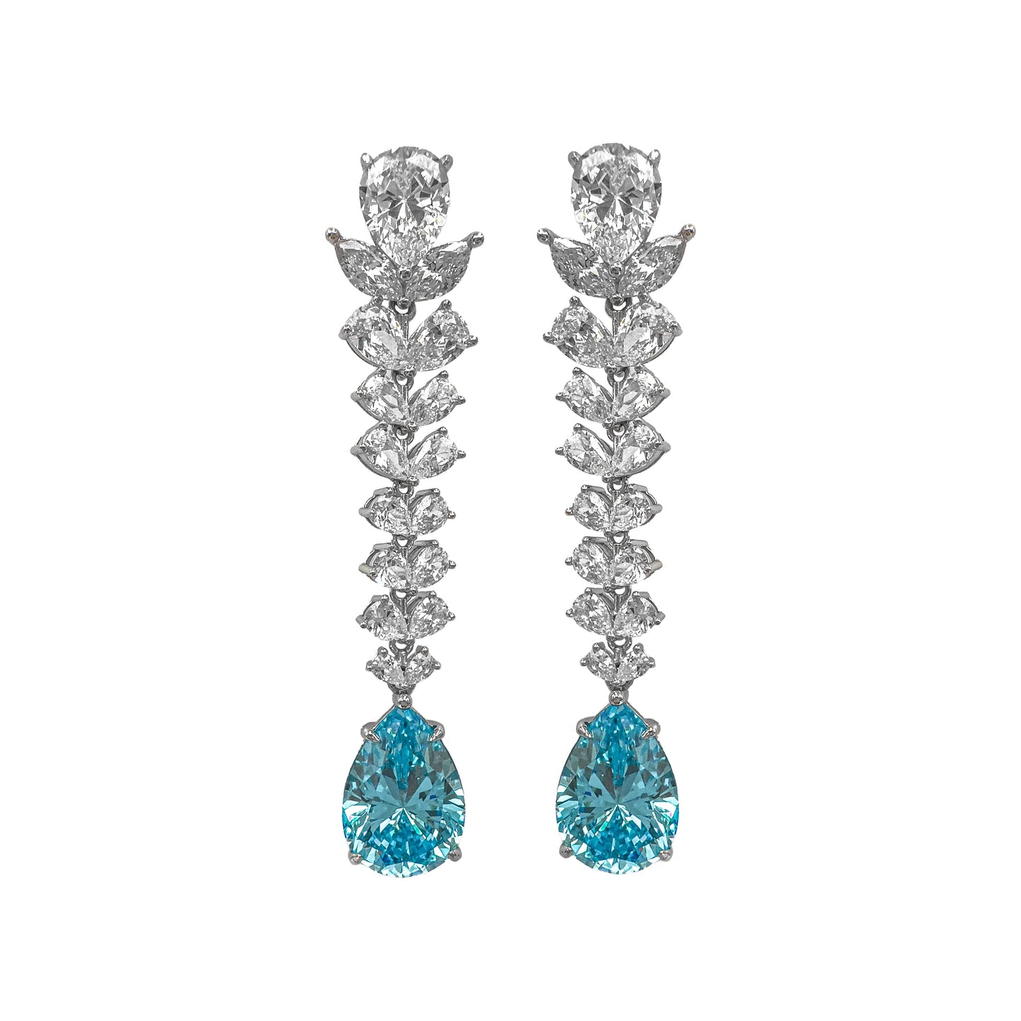 Blue Moissanite Pear Earring