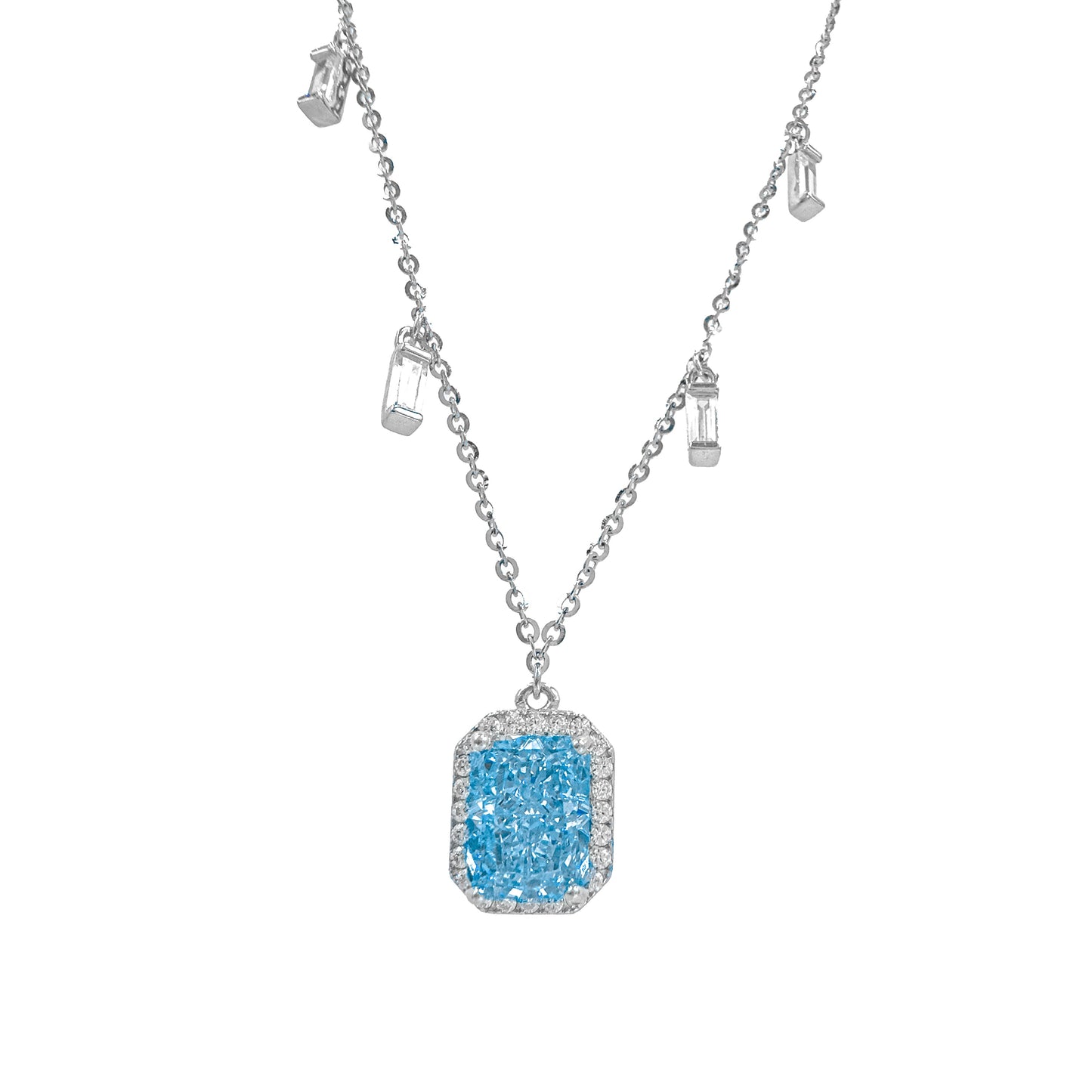 Colored Ice Cut Emerald Necklace with Charms