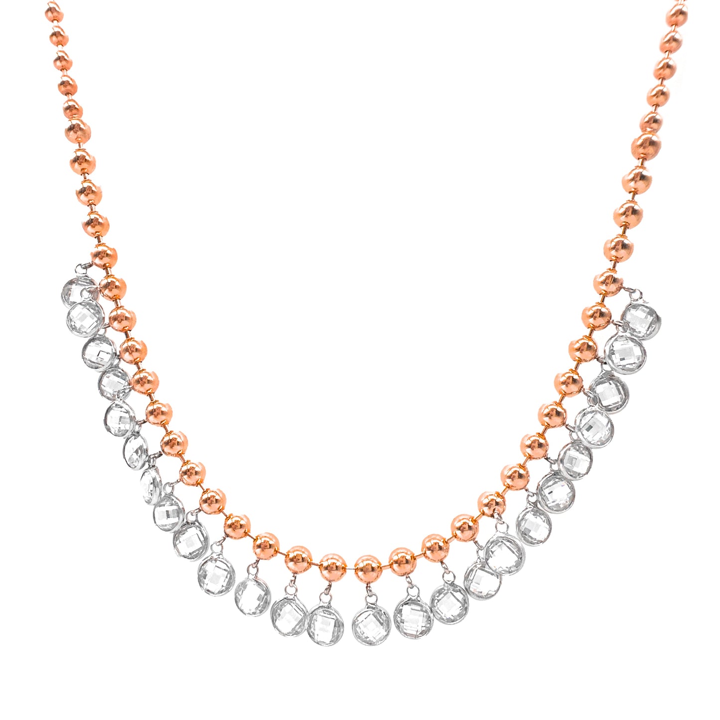 Ball Chain Pendant Round Stone Necklace