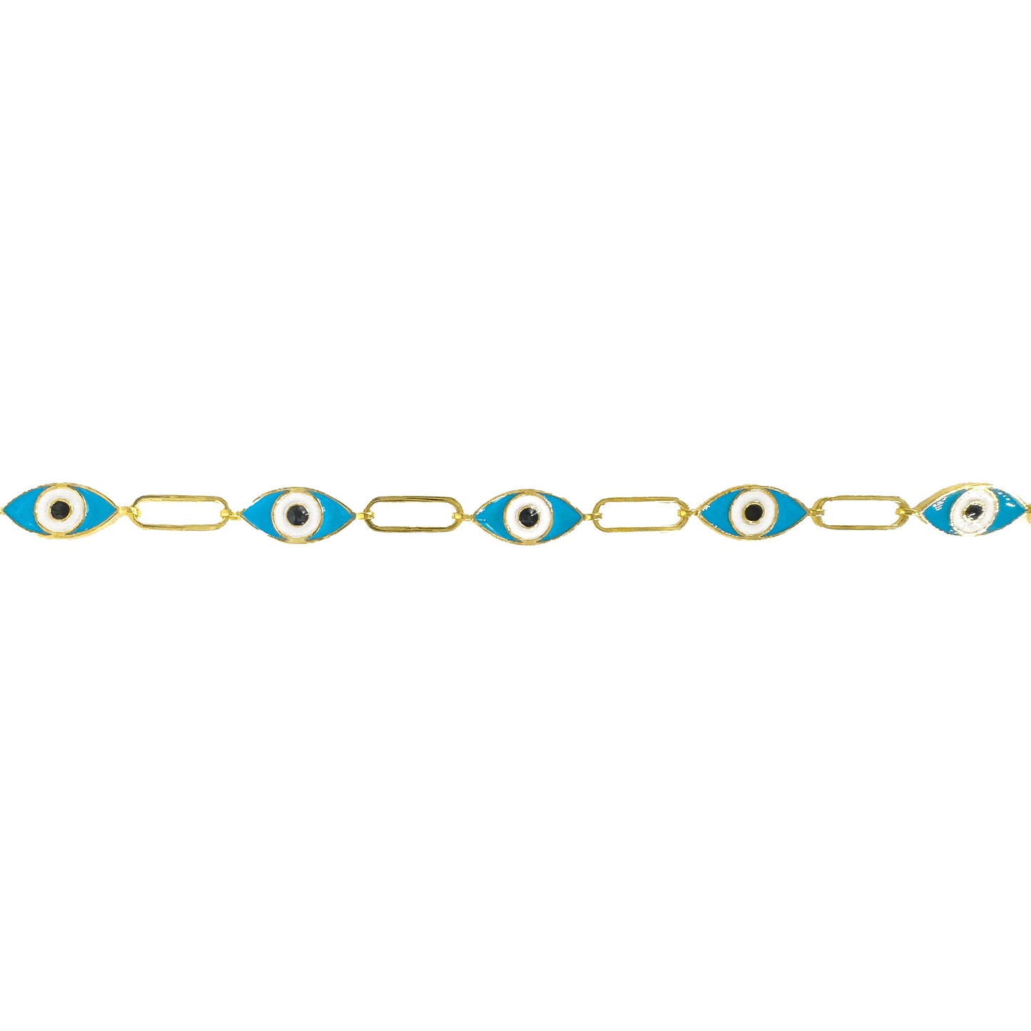 Blue Enameled Eye Paperclip Bracelet