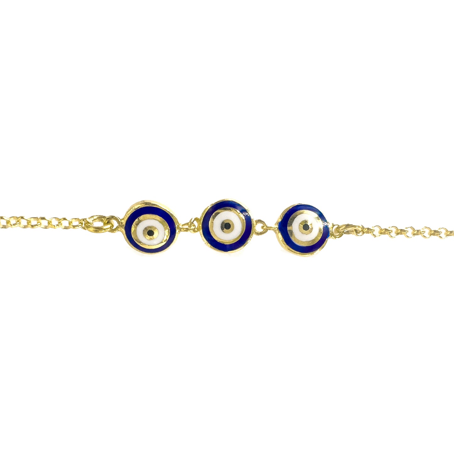 Double Sided Triple Evil Eye Bracelet