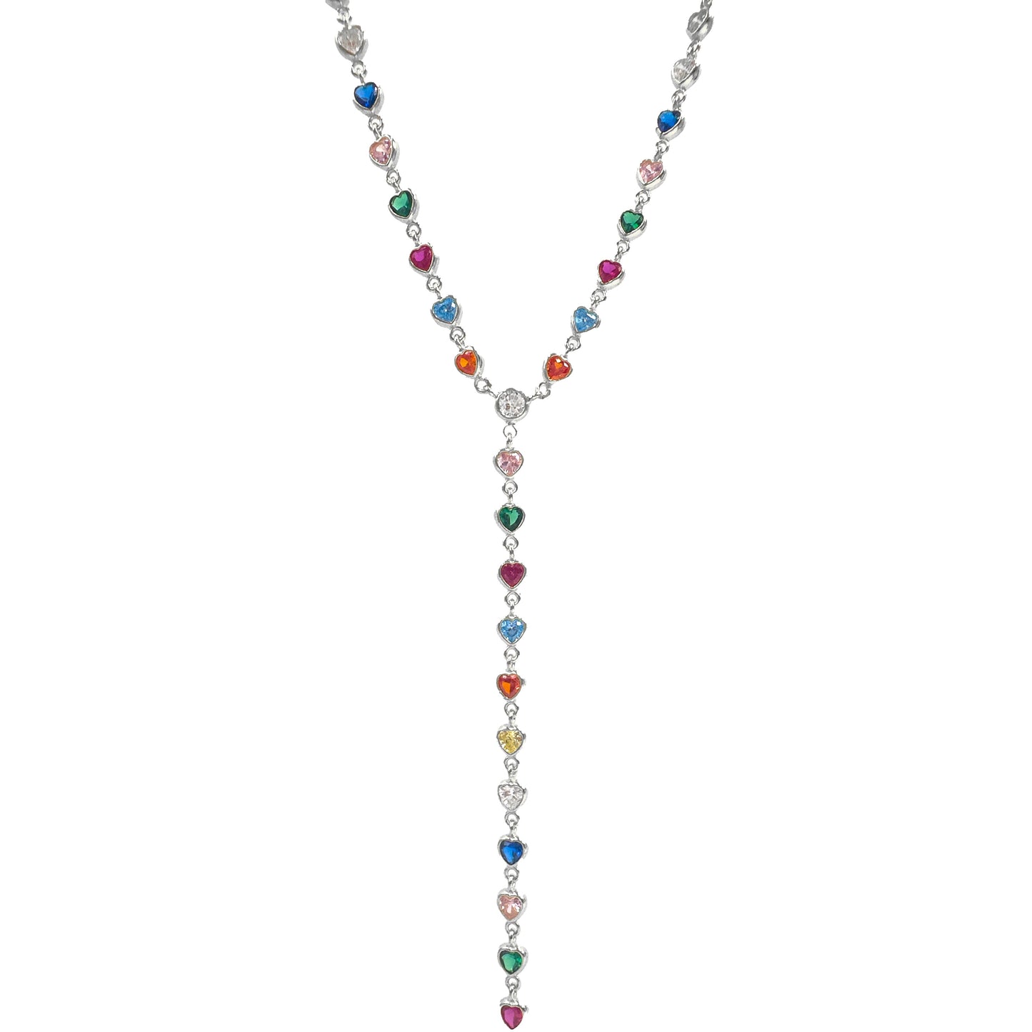 Heart Model Colorful Stone Y Necklace