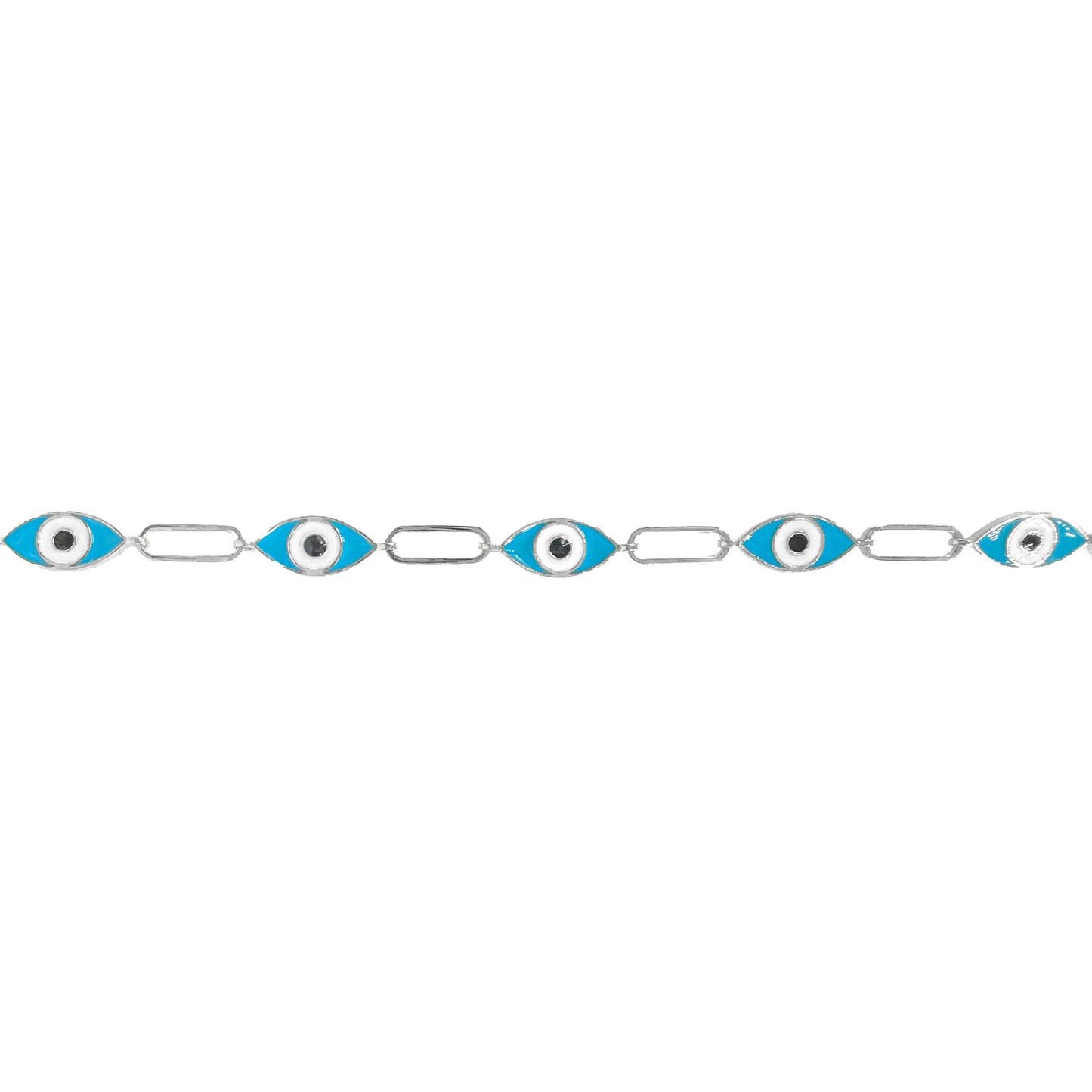 Blue Enameled Eye Paperclip Bracelet