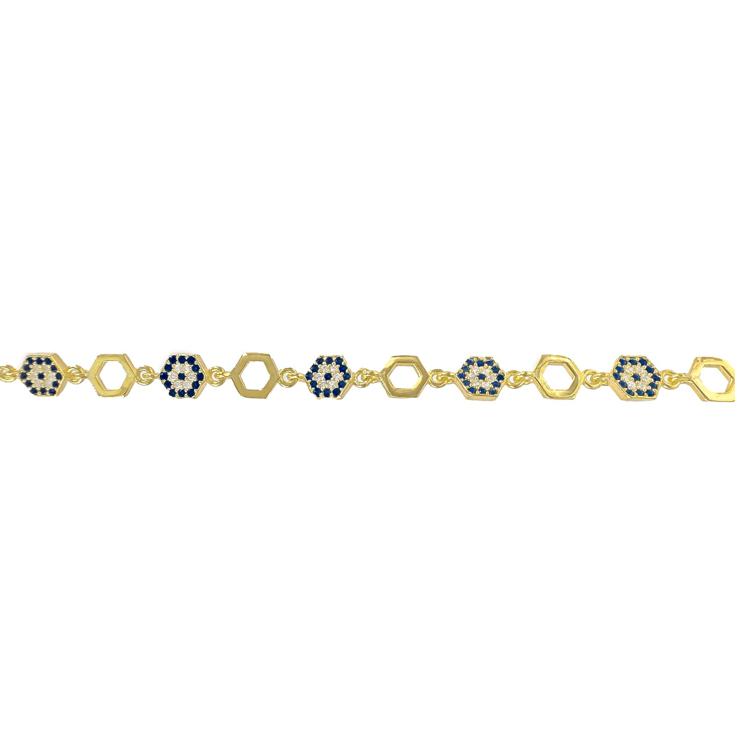 Hexagonal Model Stone Evil Eye Bracelet