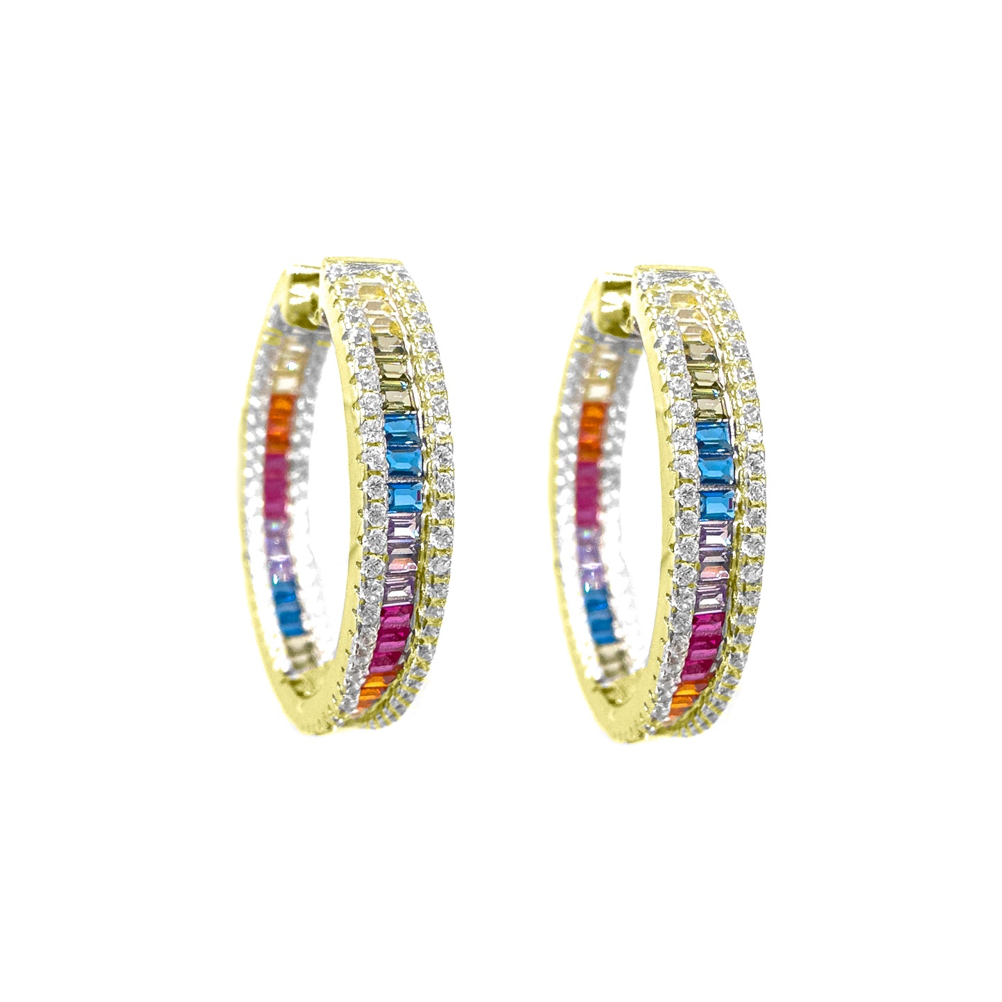 Colorful Stone Baguette Earrings