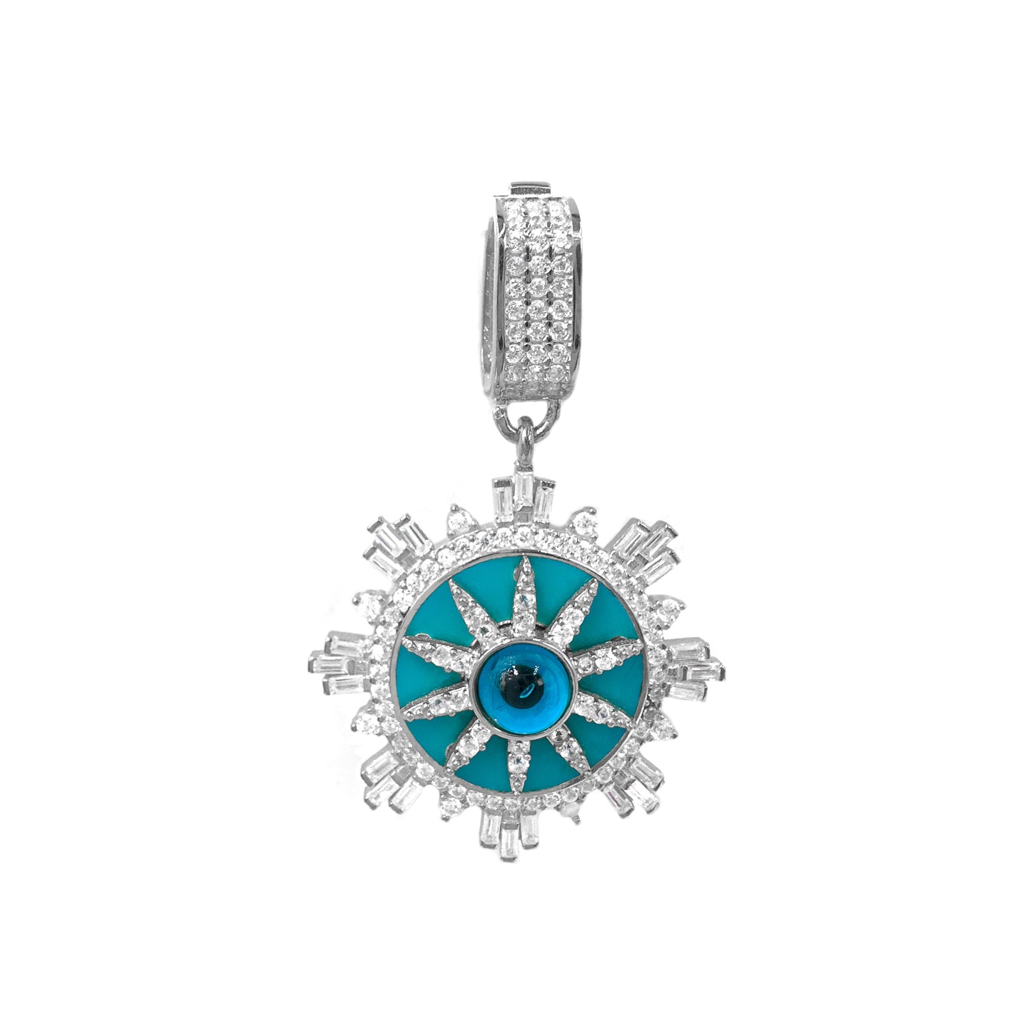 Evil Eye Baguette Stone Pendant / Charm