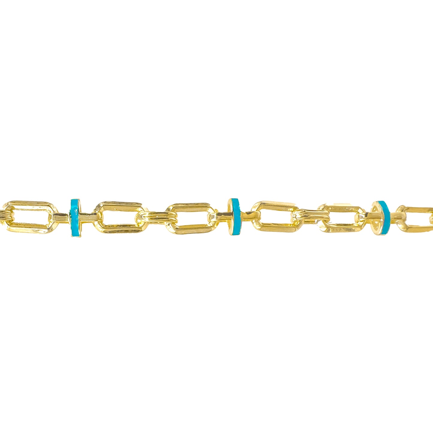 Blue Enamel Hollow Paperclip Bracelet