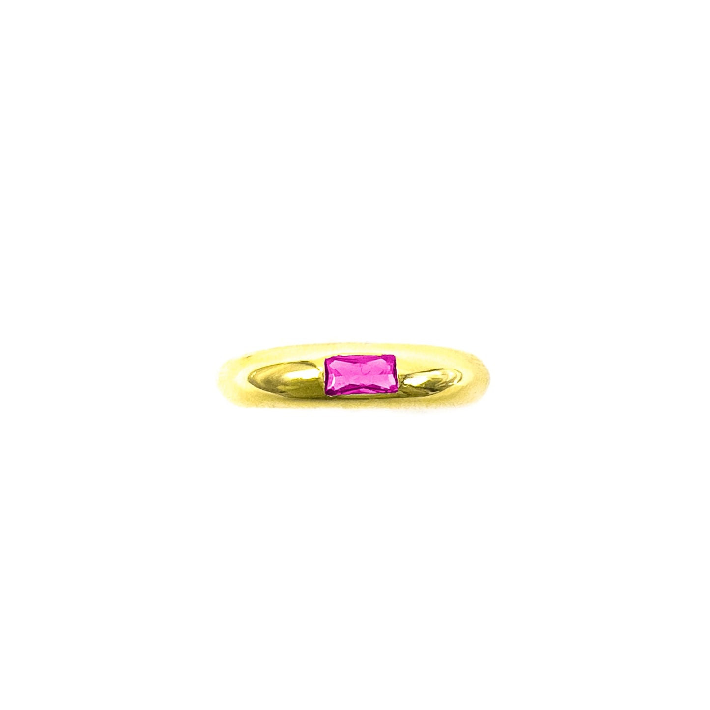 Single Baguette Pink Stone Ring