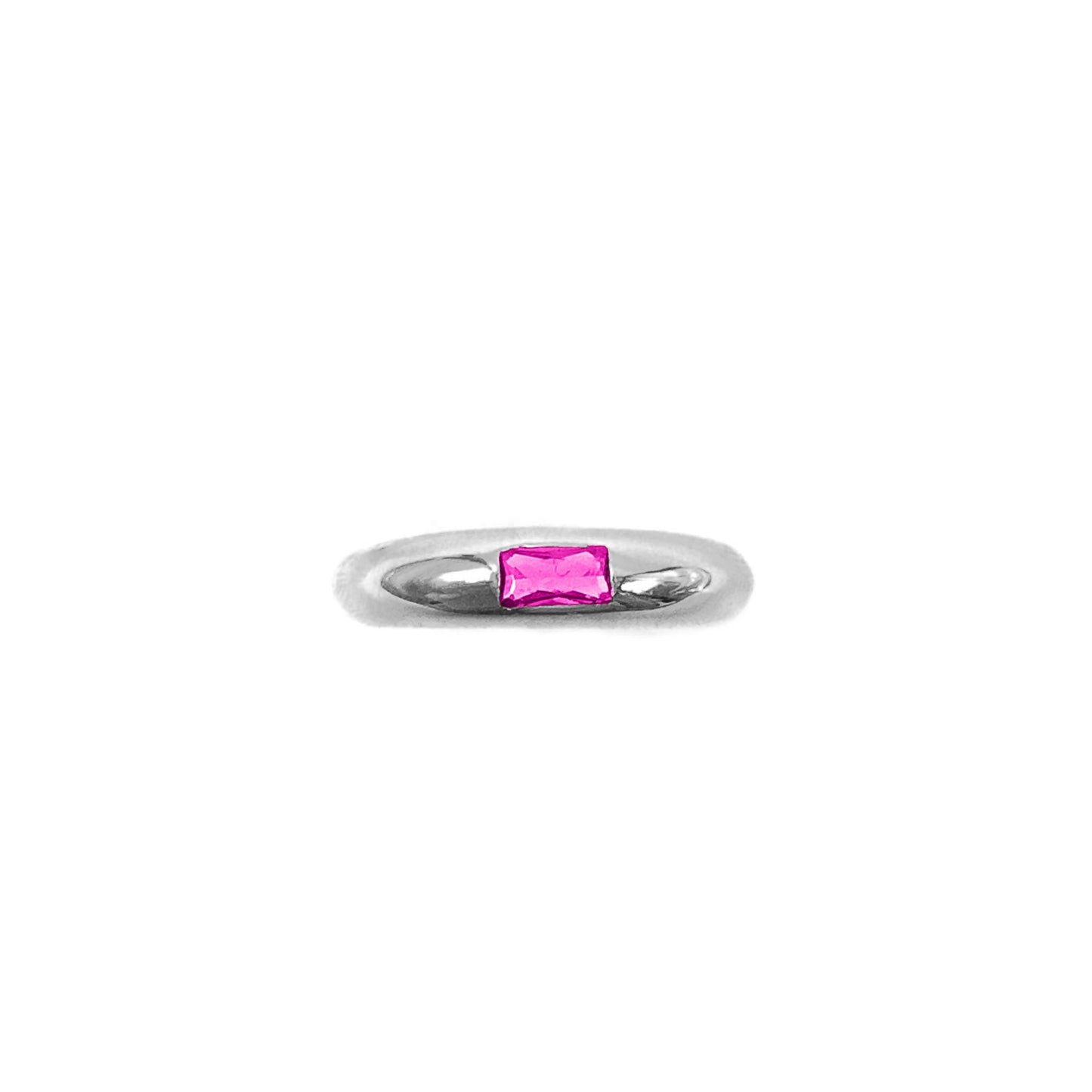 Single Baguette Pink Stone Ring