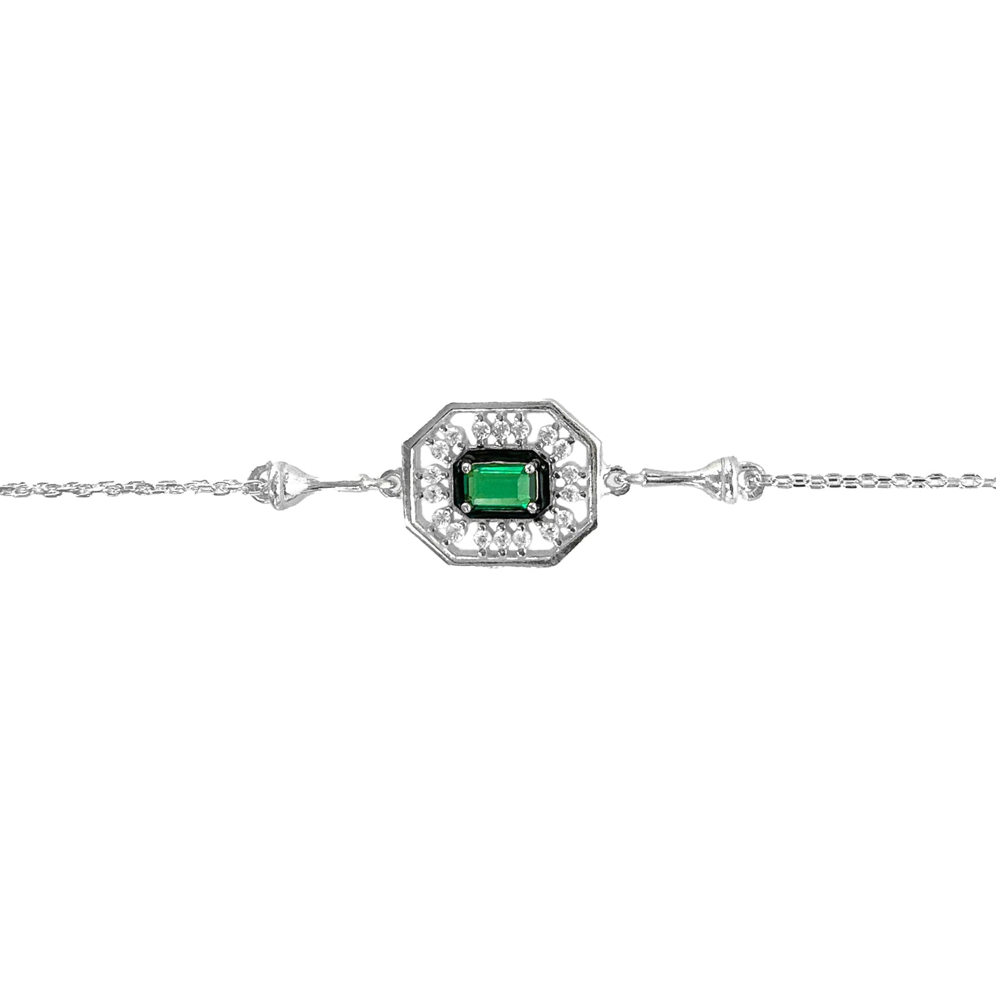 Black Enameled Green Stone Bracelet