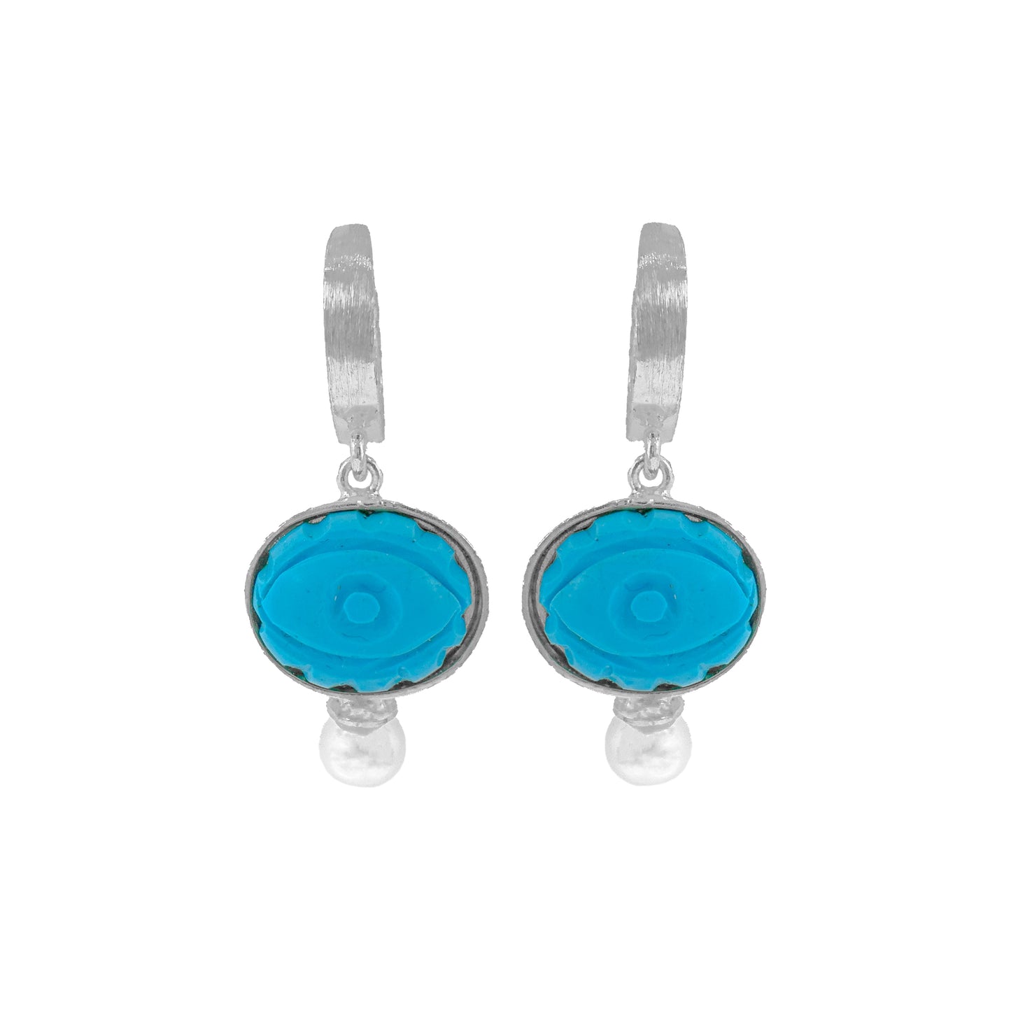 Turquoise Stone Eye Model Hoop Earrings